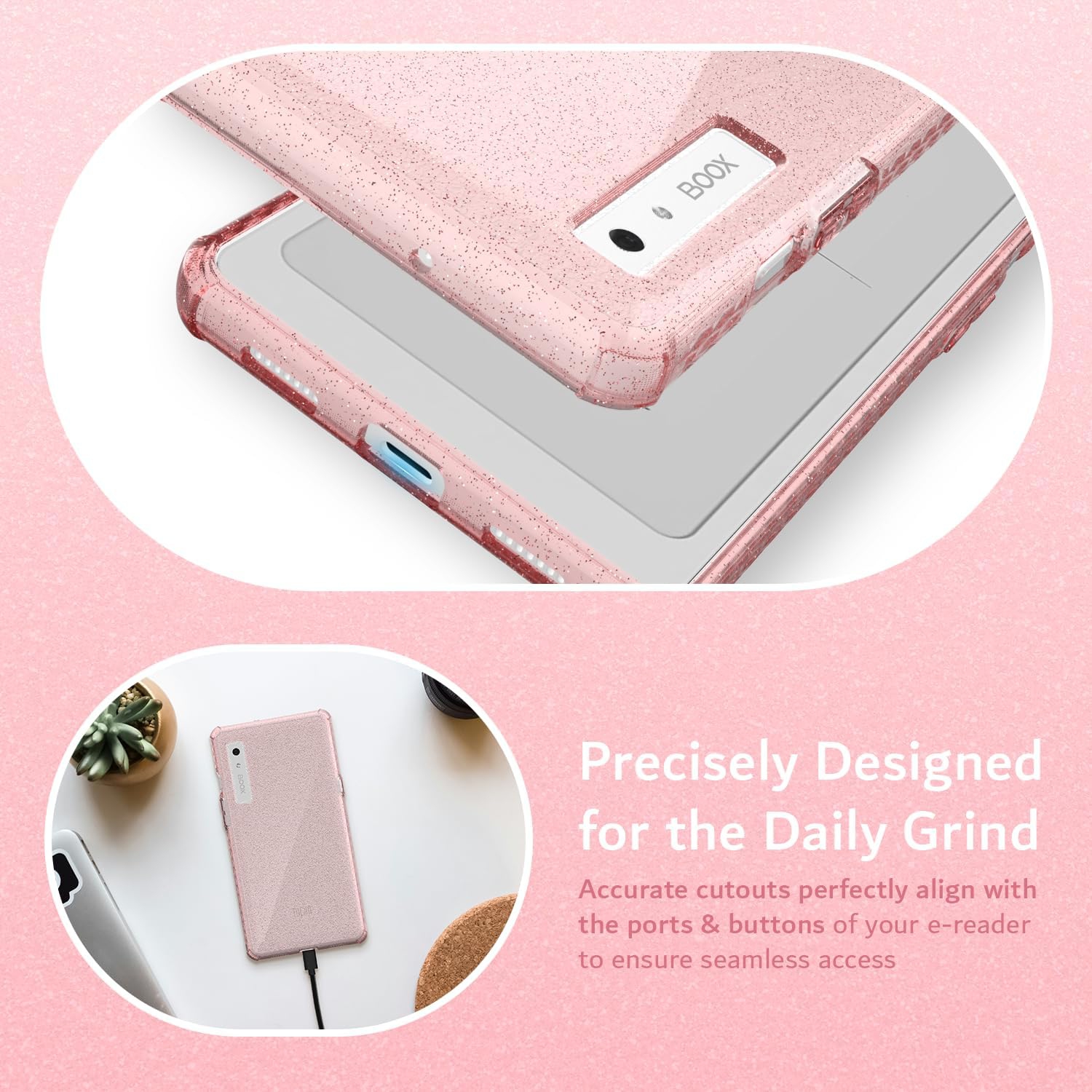 TUDIA SKN for Onyx Boox Palma 2 Case - Pink Glitter