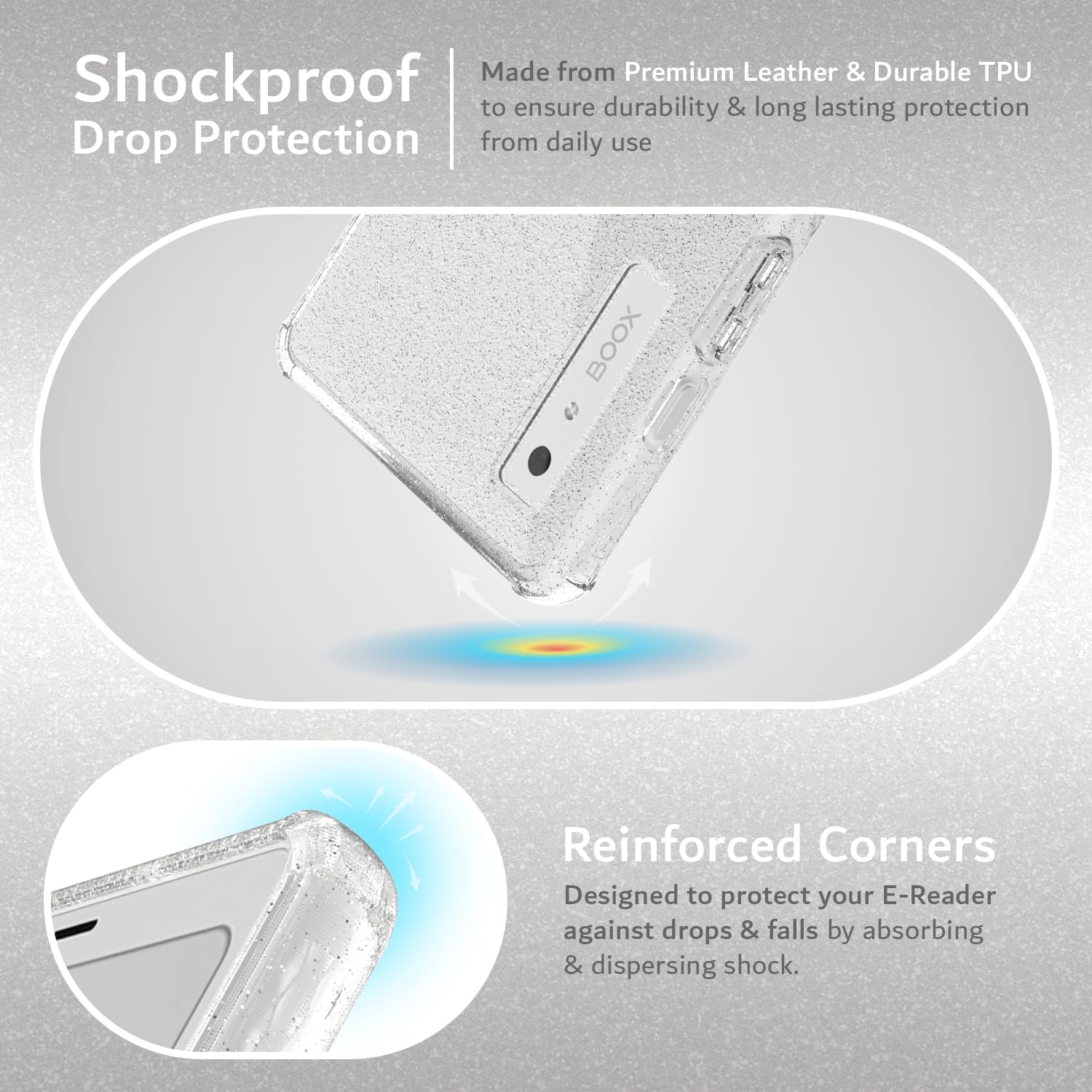 TUDIA SKN for Onyx Boox Palma 2 Case - Clear Glitter