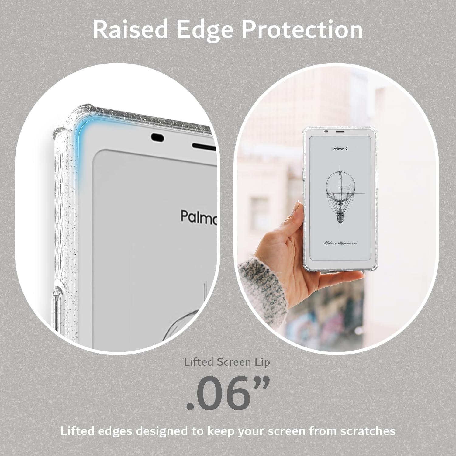 TUDIA SKN for Onyx Boox Palma 2 Case - Clear Glitter