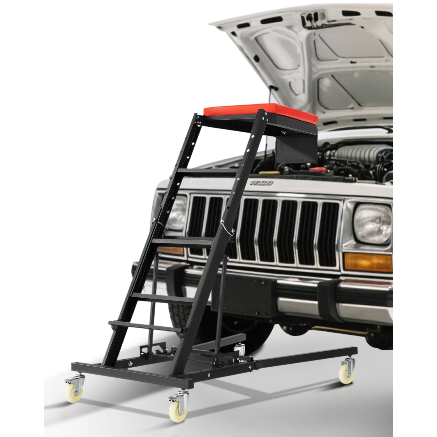 VEVOR Automotive Topside Creeper, Engine Creeper 42.5"-64.8", 400 LBS Capacity High Top Creeper, 4 Swivel Caster Wheels, Padded Deck, Creeper for