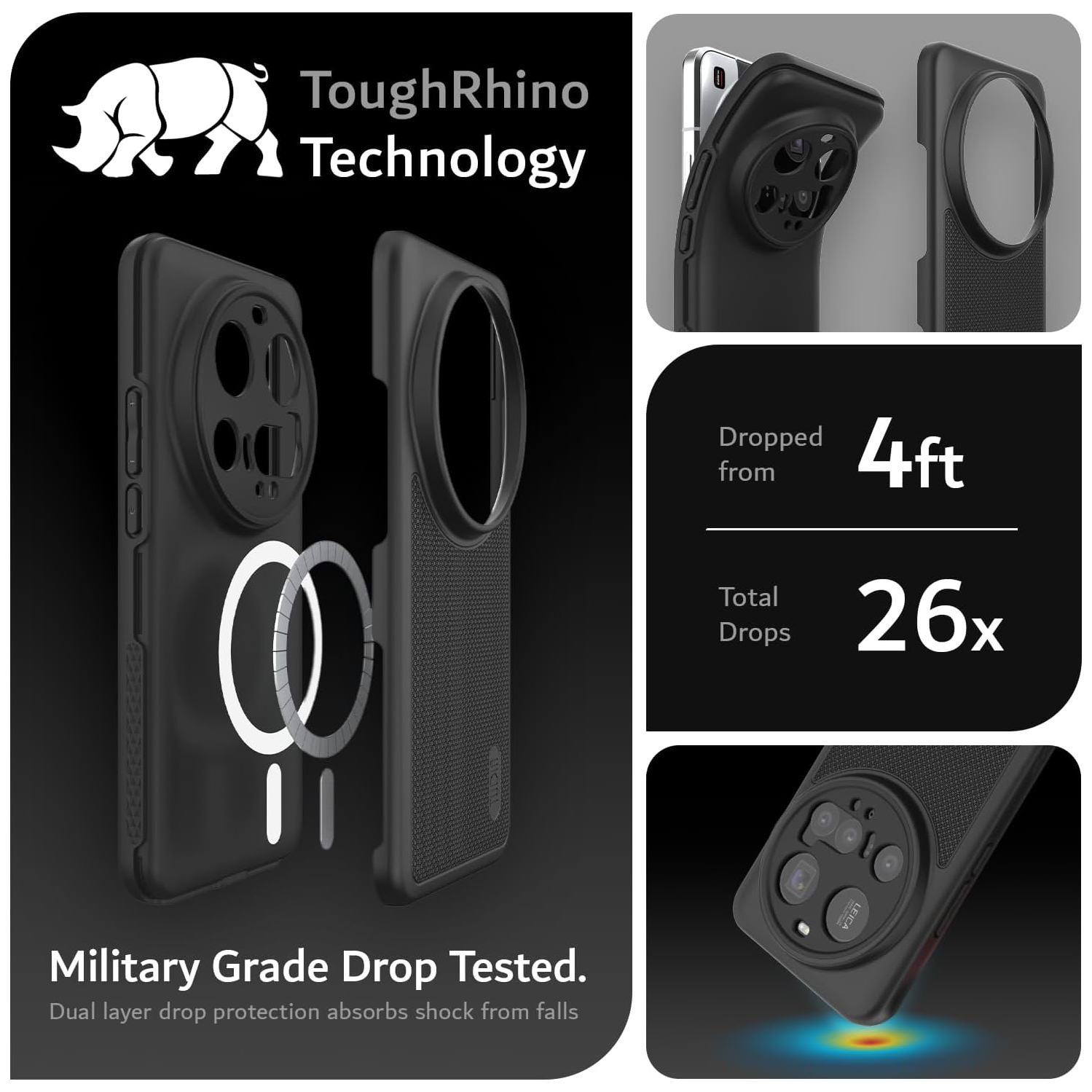 TUDIA Xiaomi 15 Ultra 5G Case 2025 MagSafe Compatible MergeGrip - Matte Black