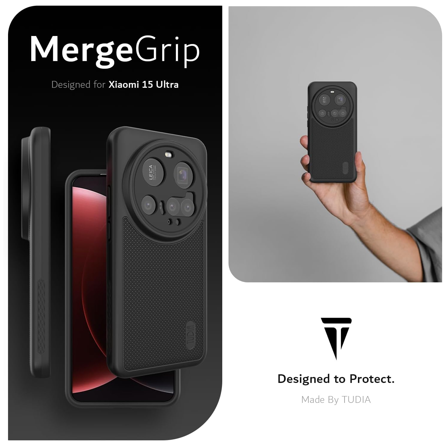 TUDIA Xiaomi 15 Ultra 5G Case 2025 MagSafe Compatible MergeGrip - Matte Black