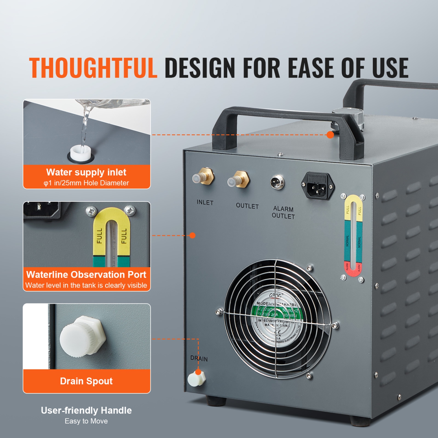 Refroidisseur d'eau industriel VEVOR CW-3000(PRO), refroidisseur d'eau industriel refroidi à l'air 150&nbsp;W avec capacité du réservoir d'eau