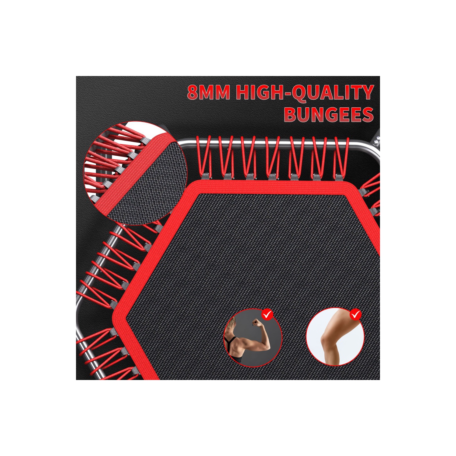 Ainfox 48in Foldable Trampoline Hexagonal Red with Adjustable Foam Handle