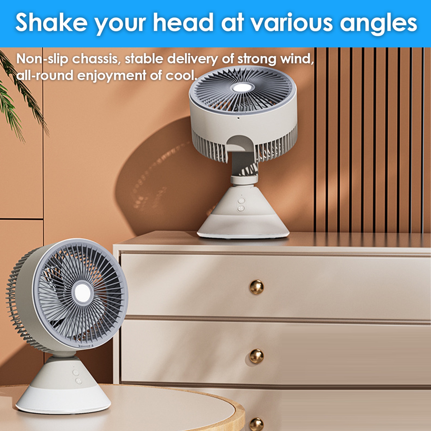 Petit ventilateur de table portatif, ventilateur de circulation d'air rechargeable USB-C à 3 vitesses, idéal pour la chambre et le bureau