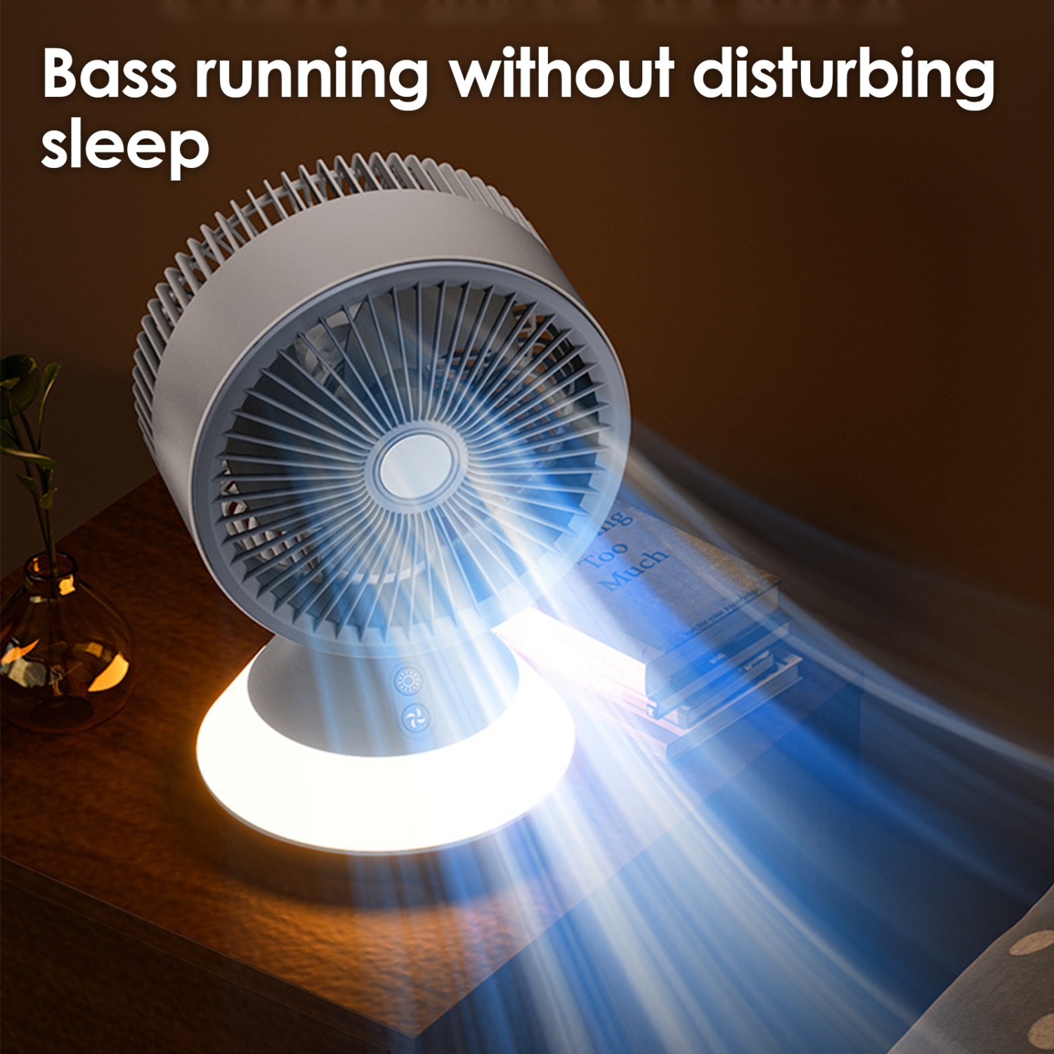 Petit ventilateur de table portatif, ventilateur de circulation d'air rechargeable USB-C à 3 vitesses, idéal pour la chambre et le bureau