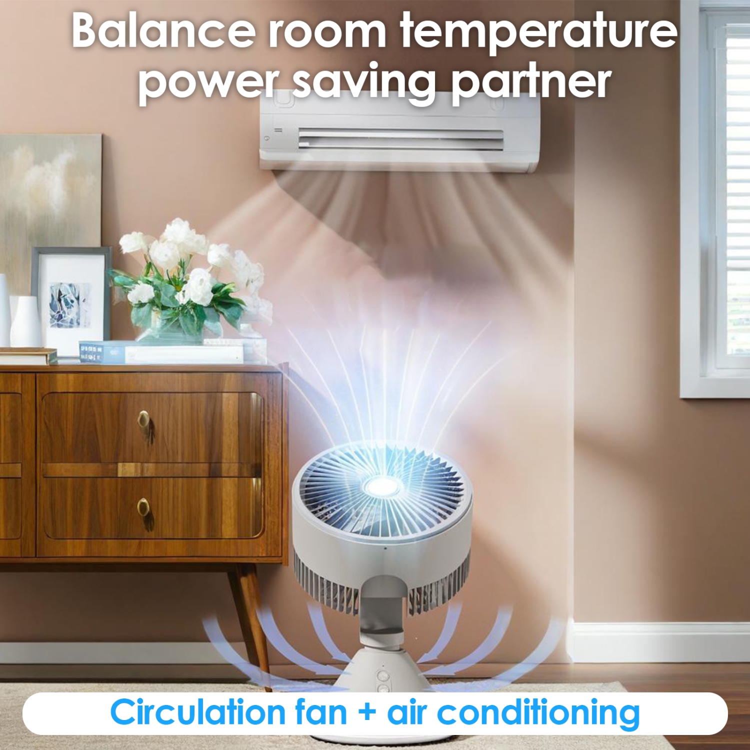 Petit ventilateur de table portatif, ventilateur de circulation d'air rechargeable USB-C à 3 vitesses, idéal pour la chambre et le bureau