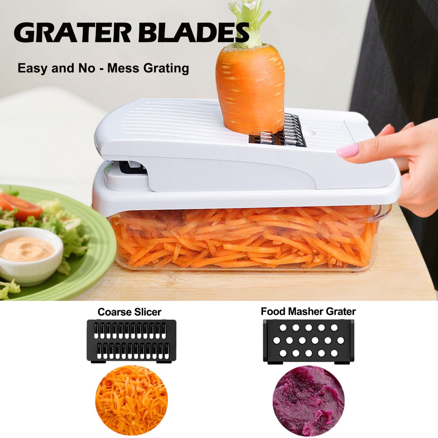 15-in-1 Vegetable Chopper and Cheese Grater with Container, Onion Slicer and Kitchen Gadget Set