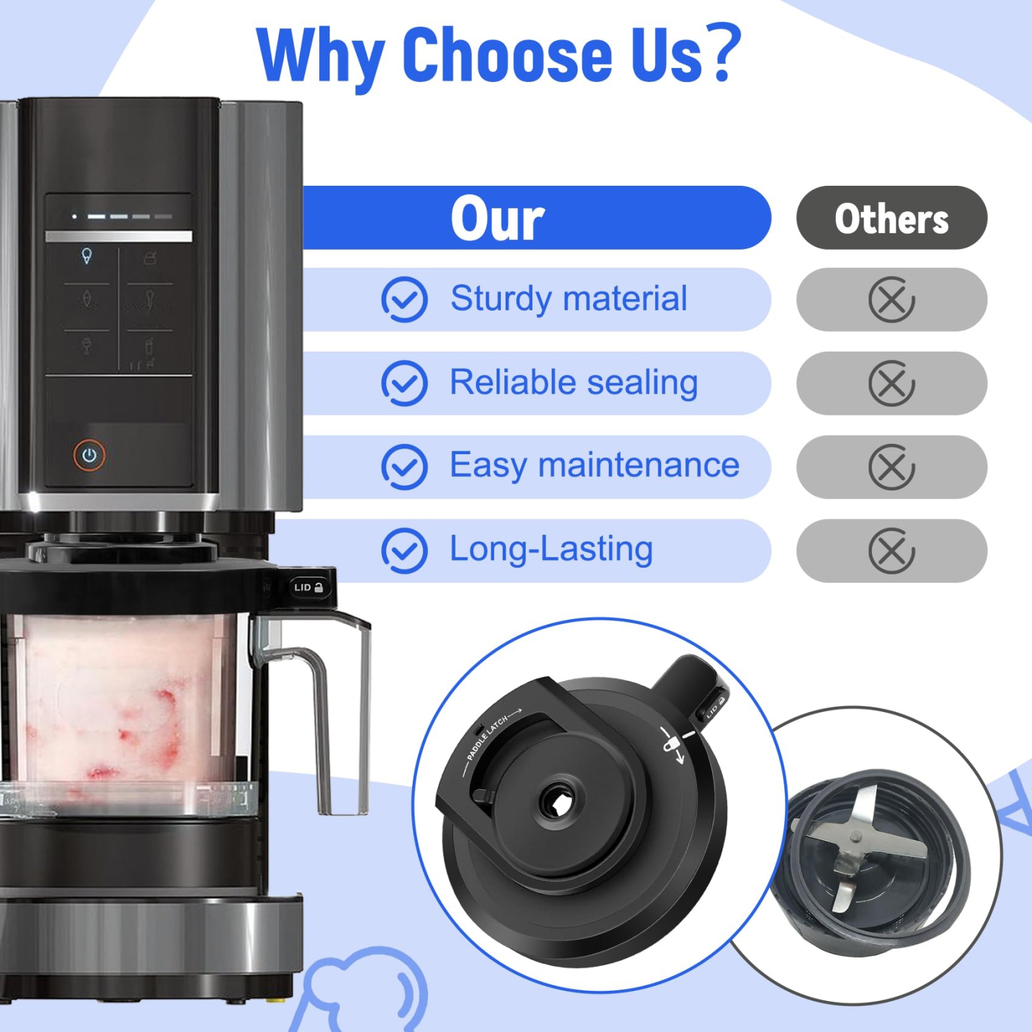 Ice Cream Machine Outer Bowl Cover, Replacement Part Compatible with NC299AMZ, NC301, NC300 Models