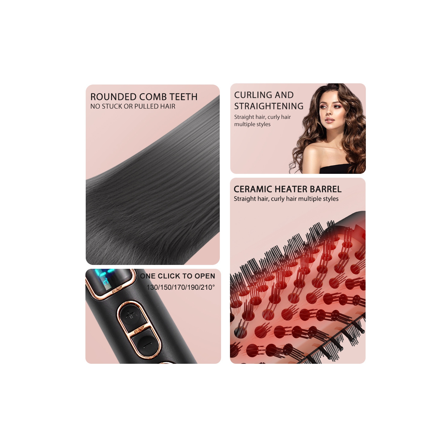 Infrared Thermal Brush for Blowout Look,1.5 Inch Ionic Thermal Round Brush for Natural Curls,38mm Ceramic Curling Iron,Electric Curling Brush
