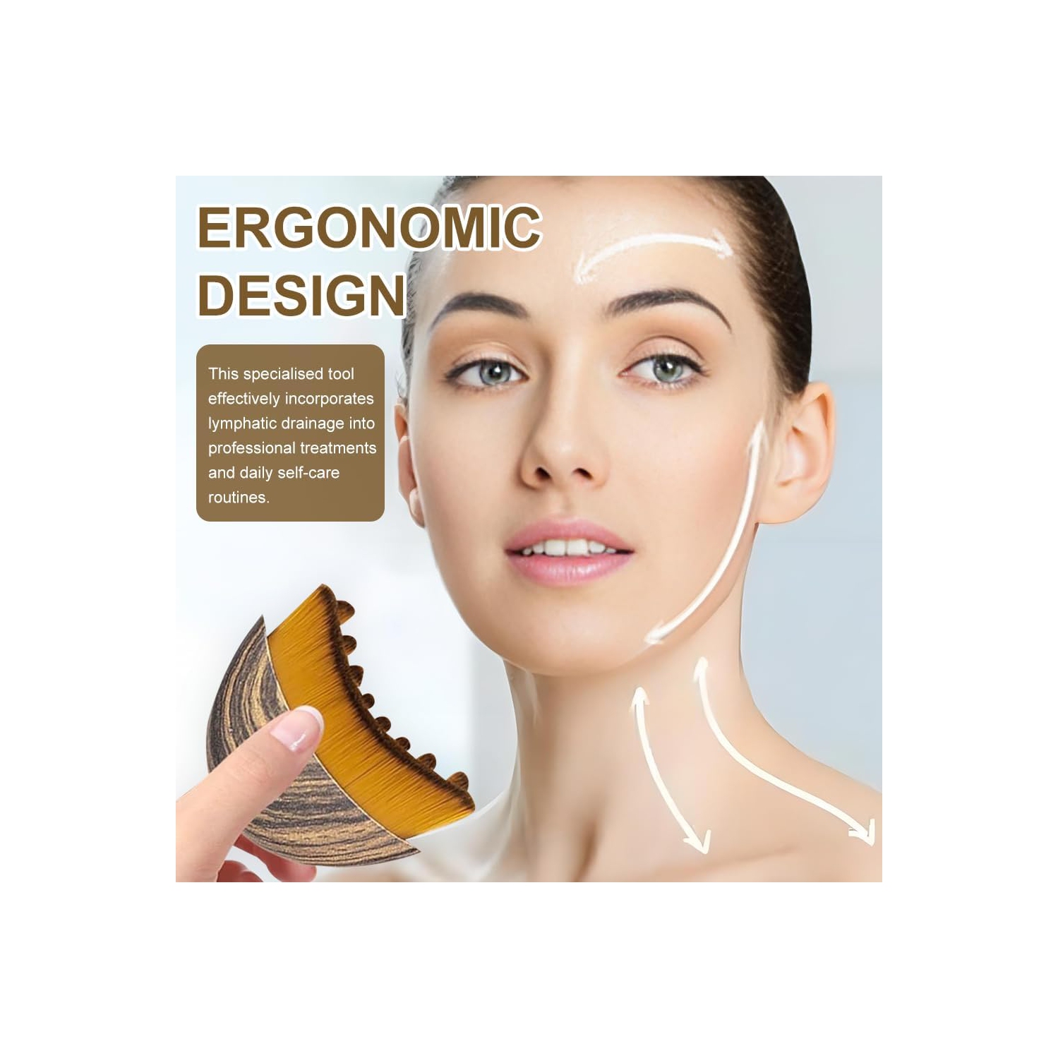 Lymphatic Contour Face Brush,Dry Brushing Face Brush,Lymphatic Drainage Massager for Face,Chin & Jawline Sculpting,Ergonomic Design Fit Skin and