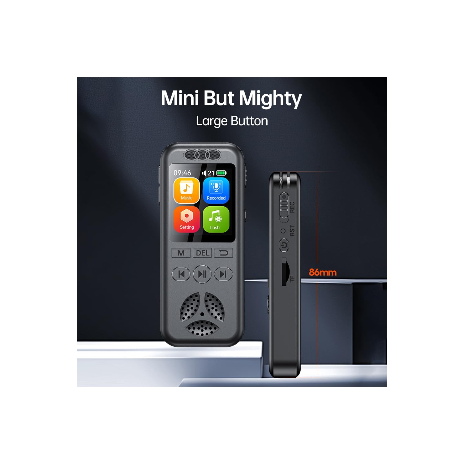 Enregistreur vocal numérique de 64&nbsp;Go avec réduction du bruit d'enregistrement activé par la voix et lecteur de musique MP3