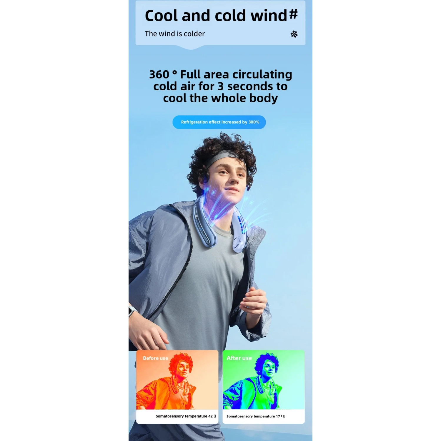 New style neck hanging fan, portable charging portable small USB silent neck hanging cooling wind leafless outdoor fan - deep space gray stepless