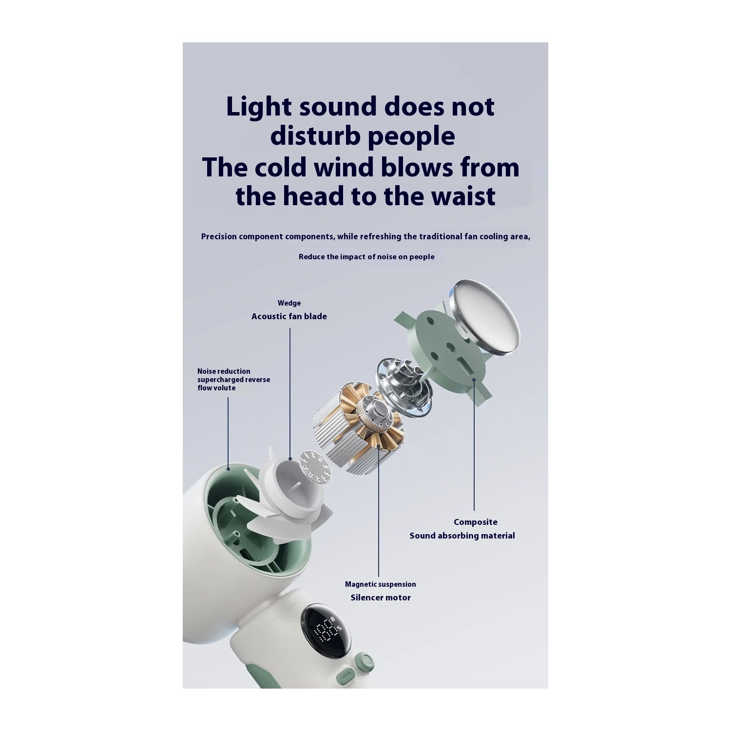 Nouveau ventilateur portatif haute vitesse turbo petit ventilateur, chargeur USB portatif extérieur, ventilateur de refroidissement à écran numérique