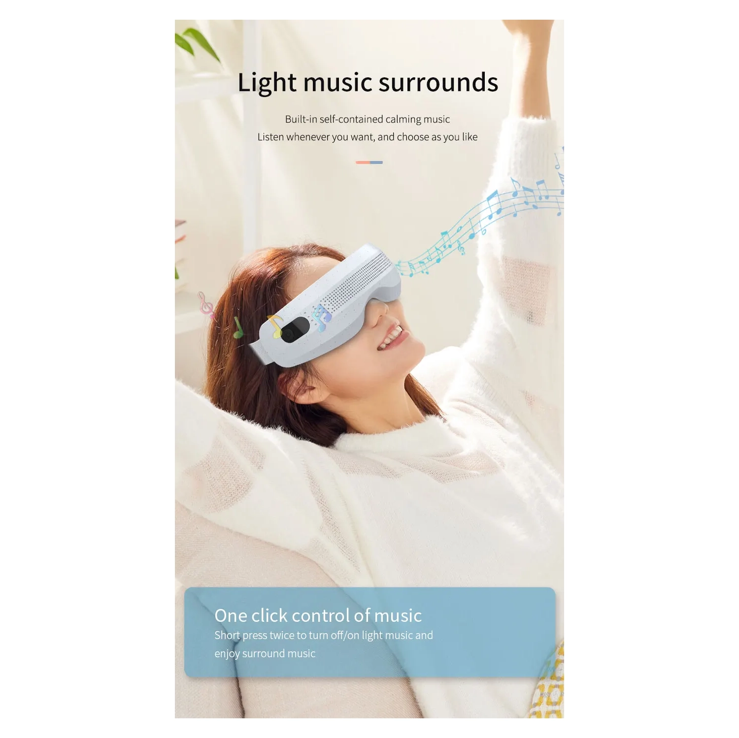 Visual eye protector, hot compress eye massager, rhythmic eye mask eye massager-221B [vibration + hot compress + music + Bluetooth + broadcast +
