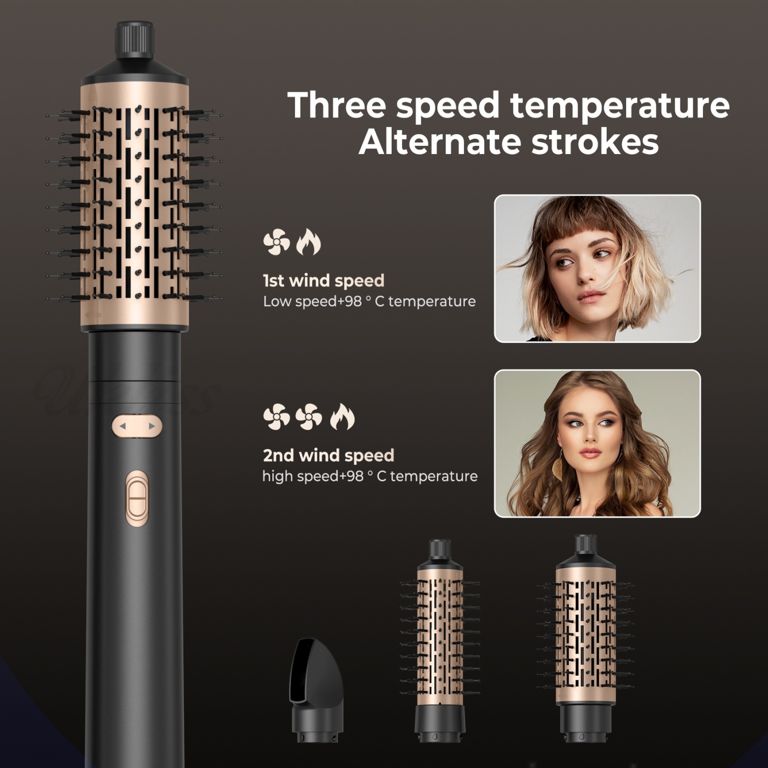 3 in 1 Air Styler Hair Dryer Brush, Rotating Hair Dryer Brush with 3 Hot Hair Styler Blow Dry Brush Set