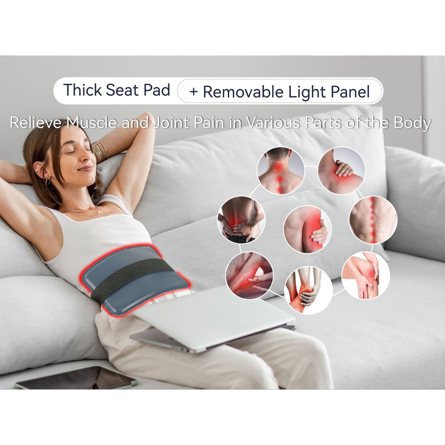 Coussin thérapeutique à double lumière amovible et rechargeable soulageant la douleur pour l'arthrite Lumière rouge et infrarouge apaisant les