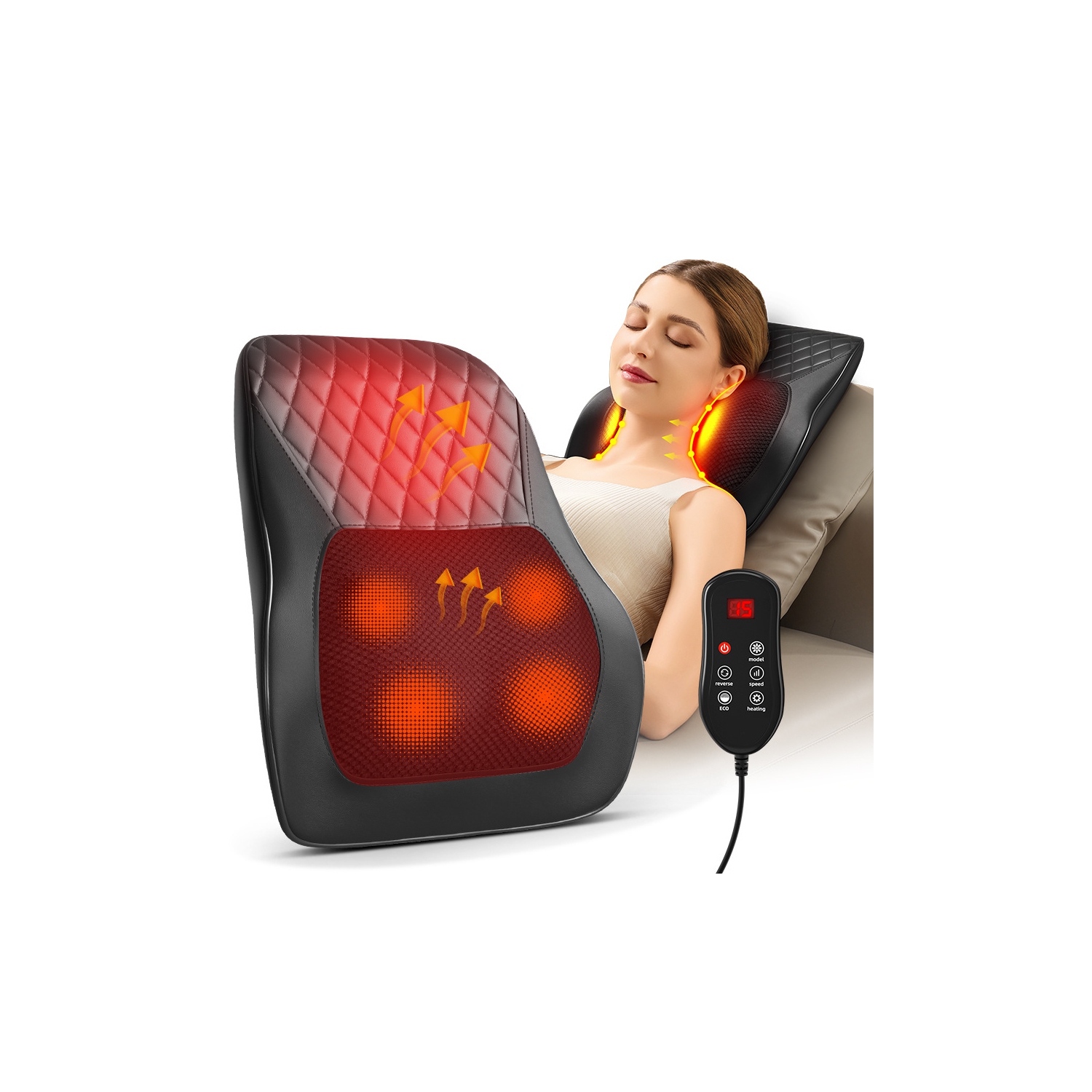Shiatsu Neck and Back Massager with Heat,Electric Deep Tissue Kneading Neck and Shoulder Massage