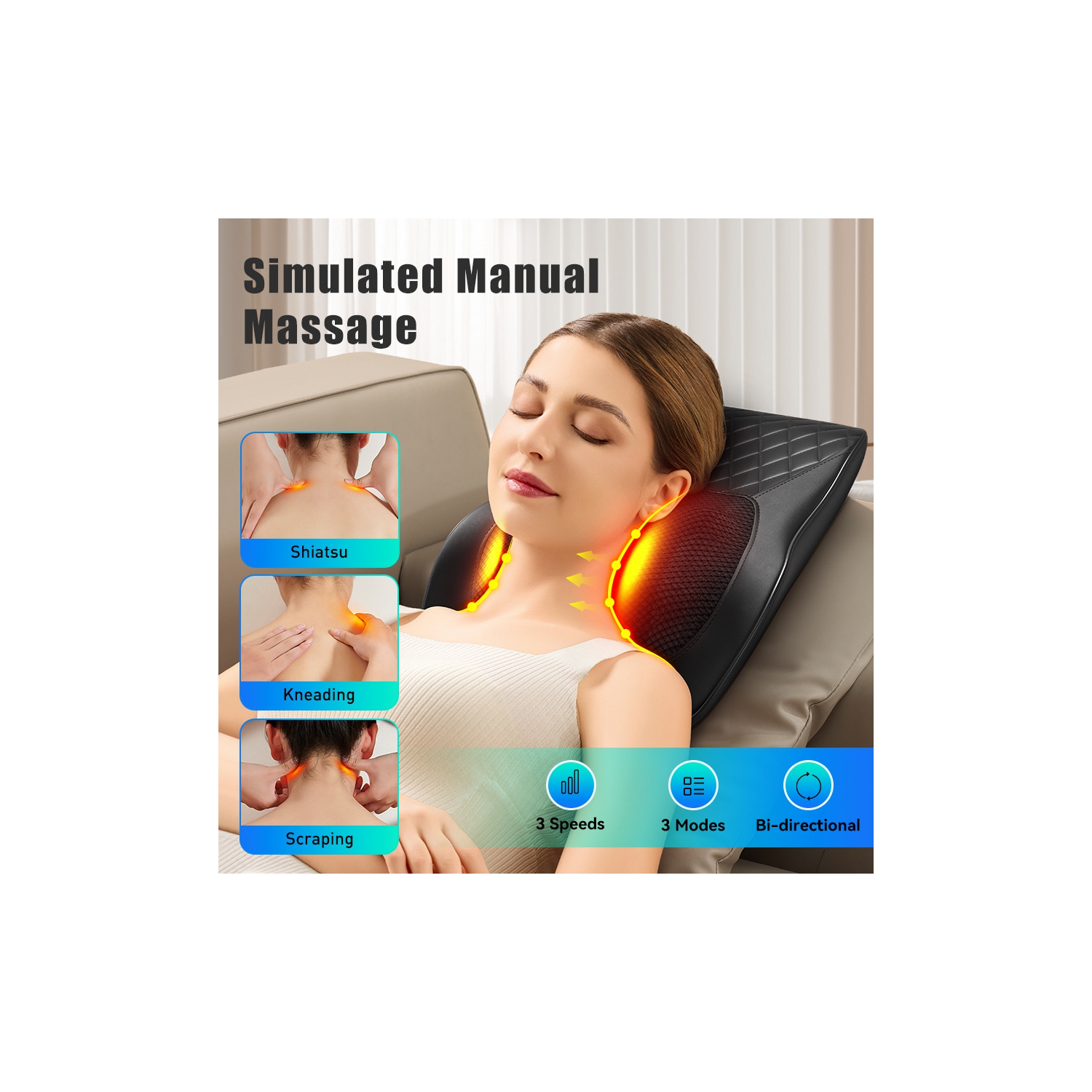 Shiatsu Neck and Back Massager with Heat,Electric Deep Tissue Kneading Neck and Shoulder Massage