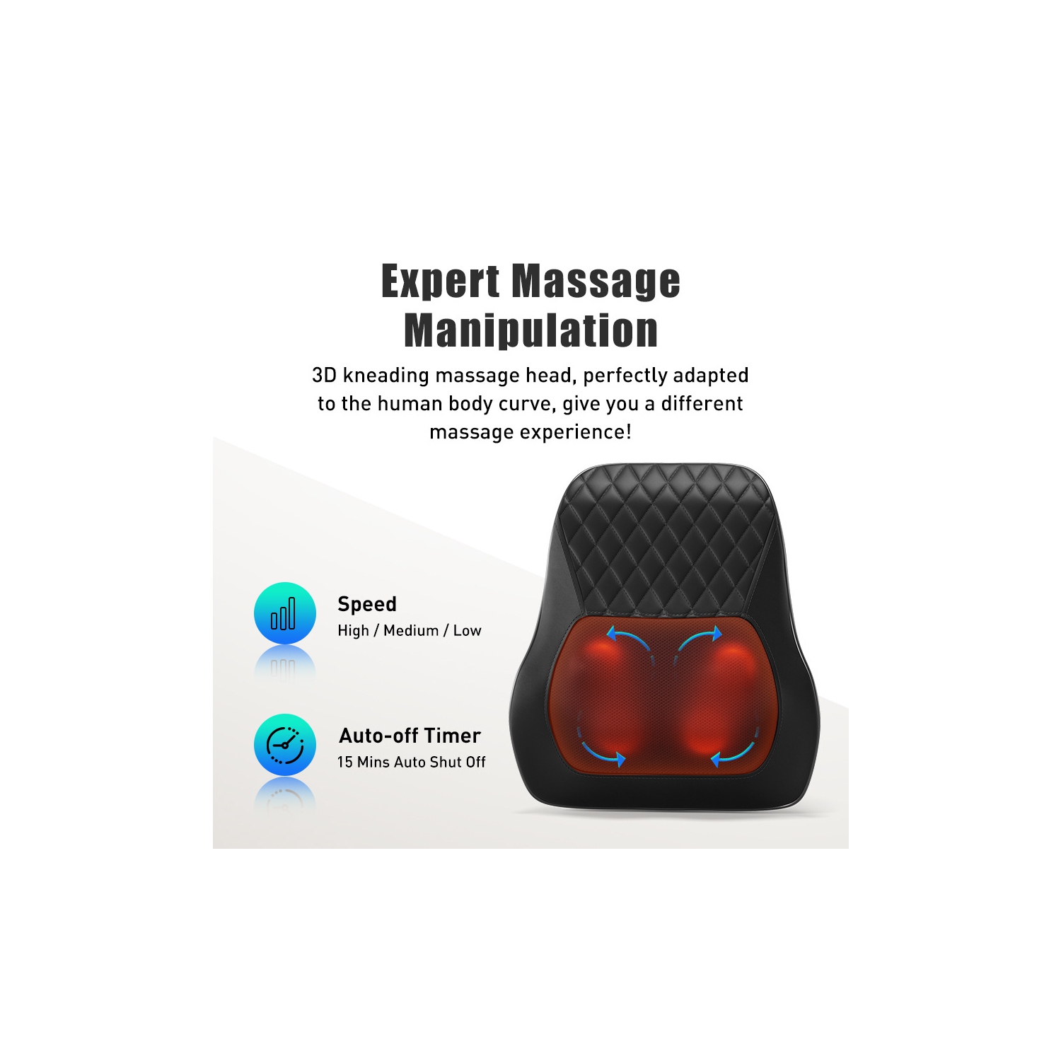 Shiatsu Neck and Back Massager with Heat,Electric Deep Tissue Kneading Neck and Shoulder Massage