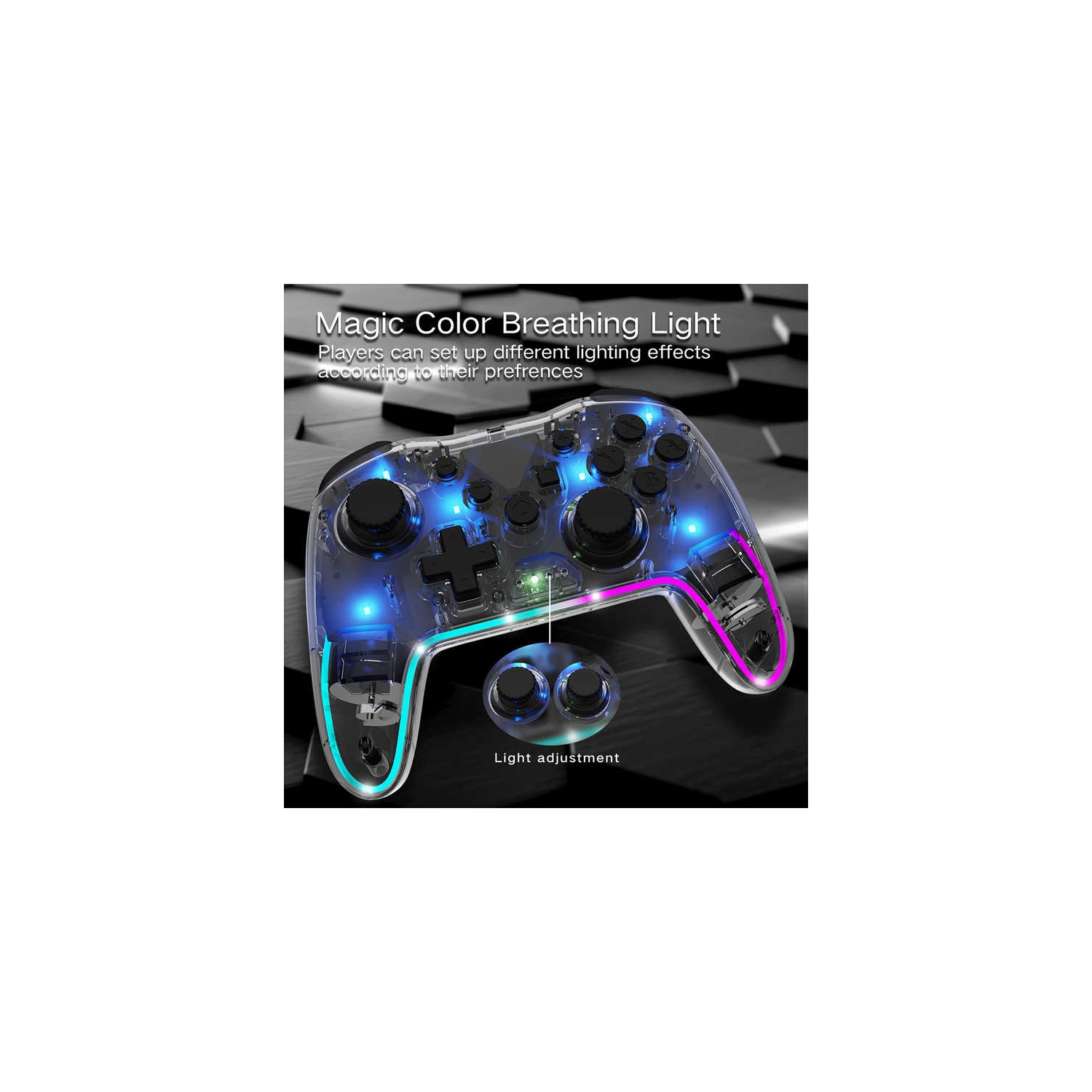 Manette de jeu Bluetooth sans fil | Connexion à trois modes pour Switch/PC/téléphone mobile | Commande à une touche | Vibrations HD | Manette sans