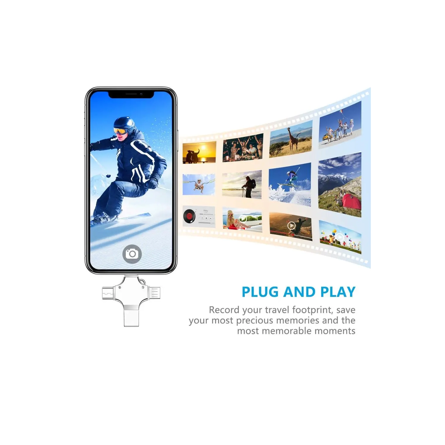 Clé USB de grande capacité 4-en-1 Téléphone mobile mobile mobile USB Clé USB Port Type-c/USB Téléphone portable ordinateur clé USB double usage Clé