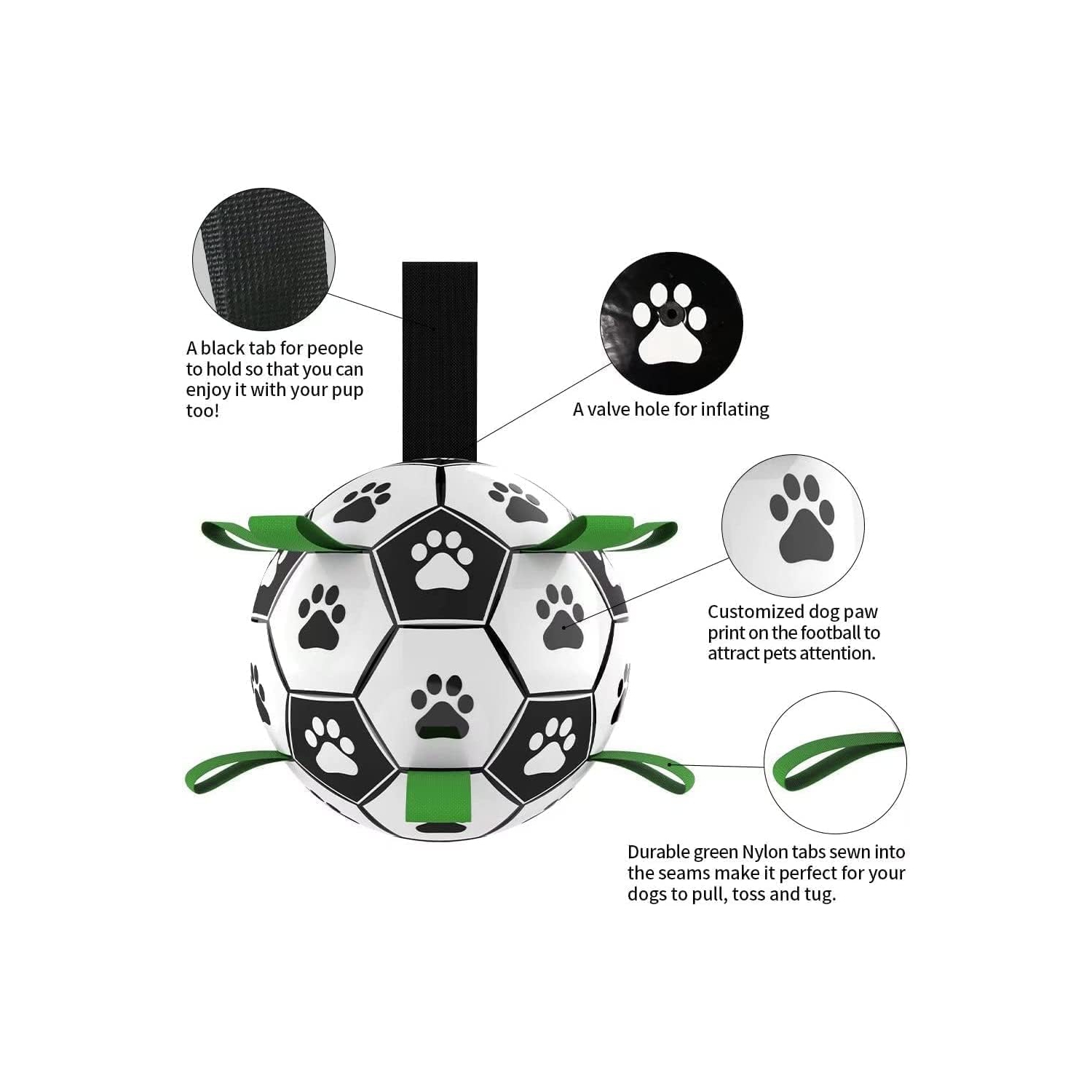 Ballon de football pour chien, jouet interactif Tug of War, cadeau d'anniversaire pour chiot, jouet à lancer de guerre, jouet aquatique, balle