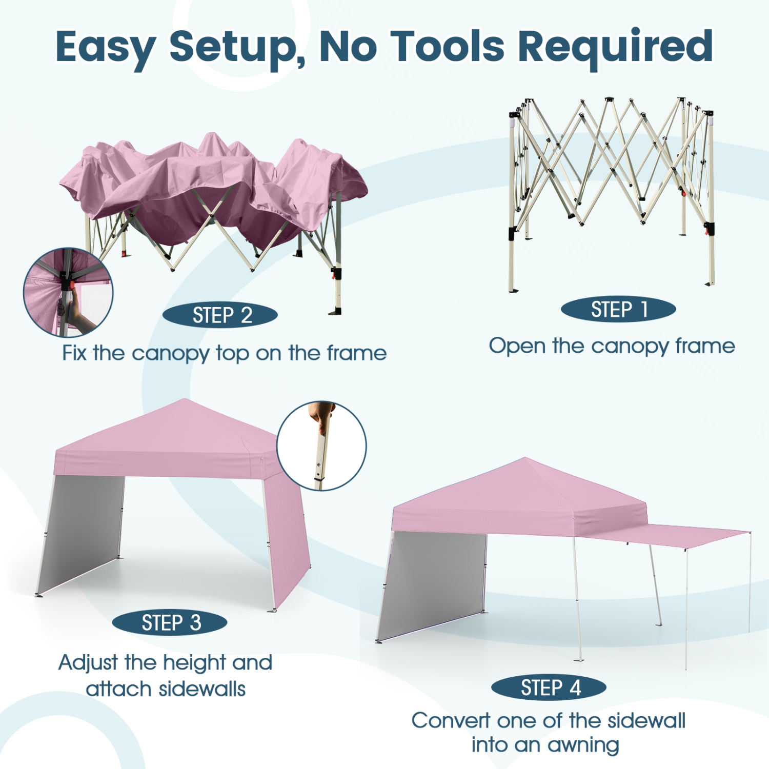 Gymax 14 X 9.2 FT Pop up Canopy Tent w/ 2 Convertible Sidewalls to Awning & Stakes