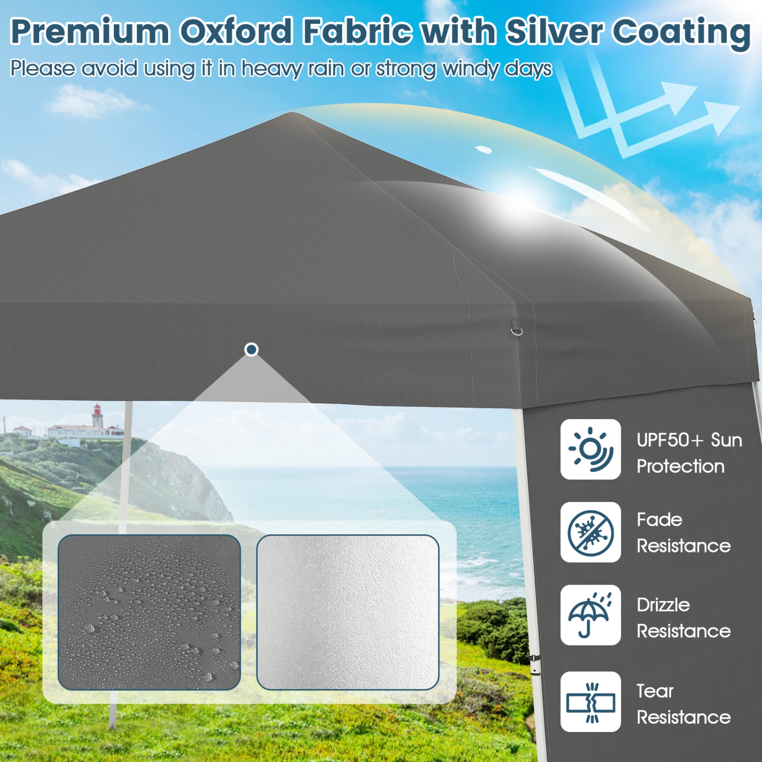 Gymax 14 X 9.2 FT Pop up Canopy Tent w/ 2 Convertible Sidewalls to Awning & Stakes