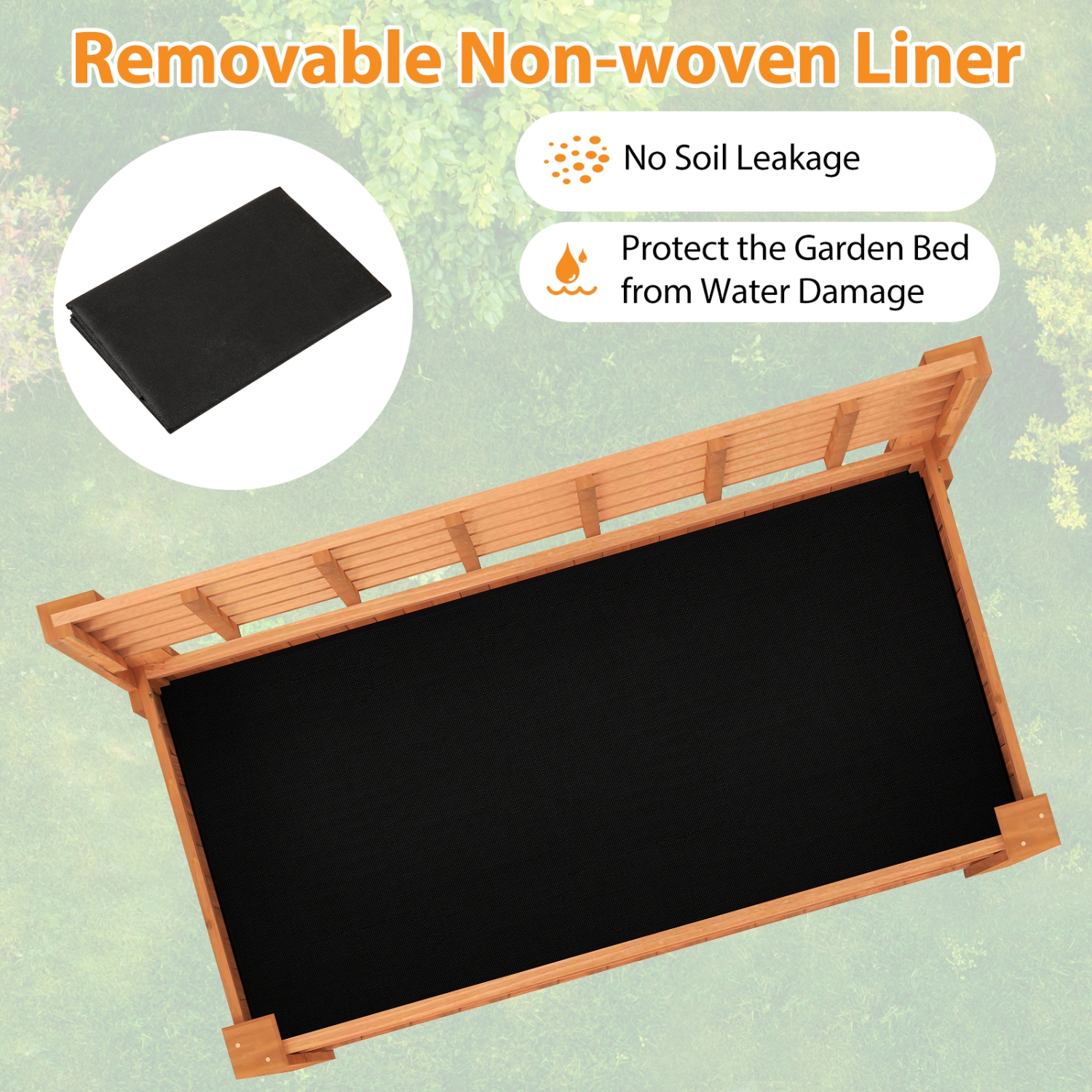 Gymax Raised Garden Bed w/ Trellis Wooden Elevated Planter Box w/ Legs & Liner Brown