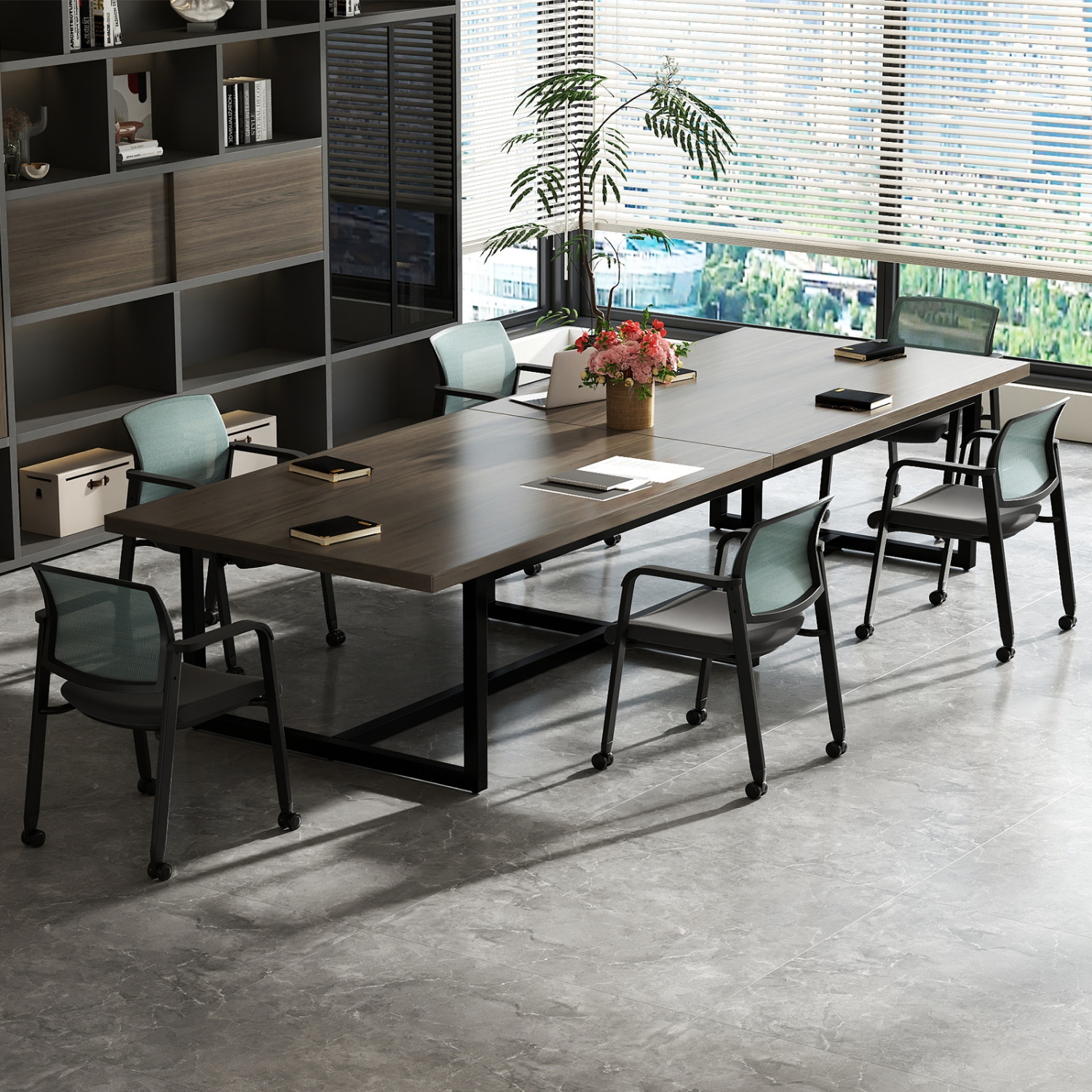 Gymax 6 PCSC Conference Chairs Stackable Office Guest Mesh Chair Waiting Room Wheels