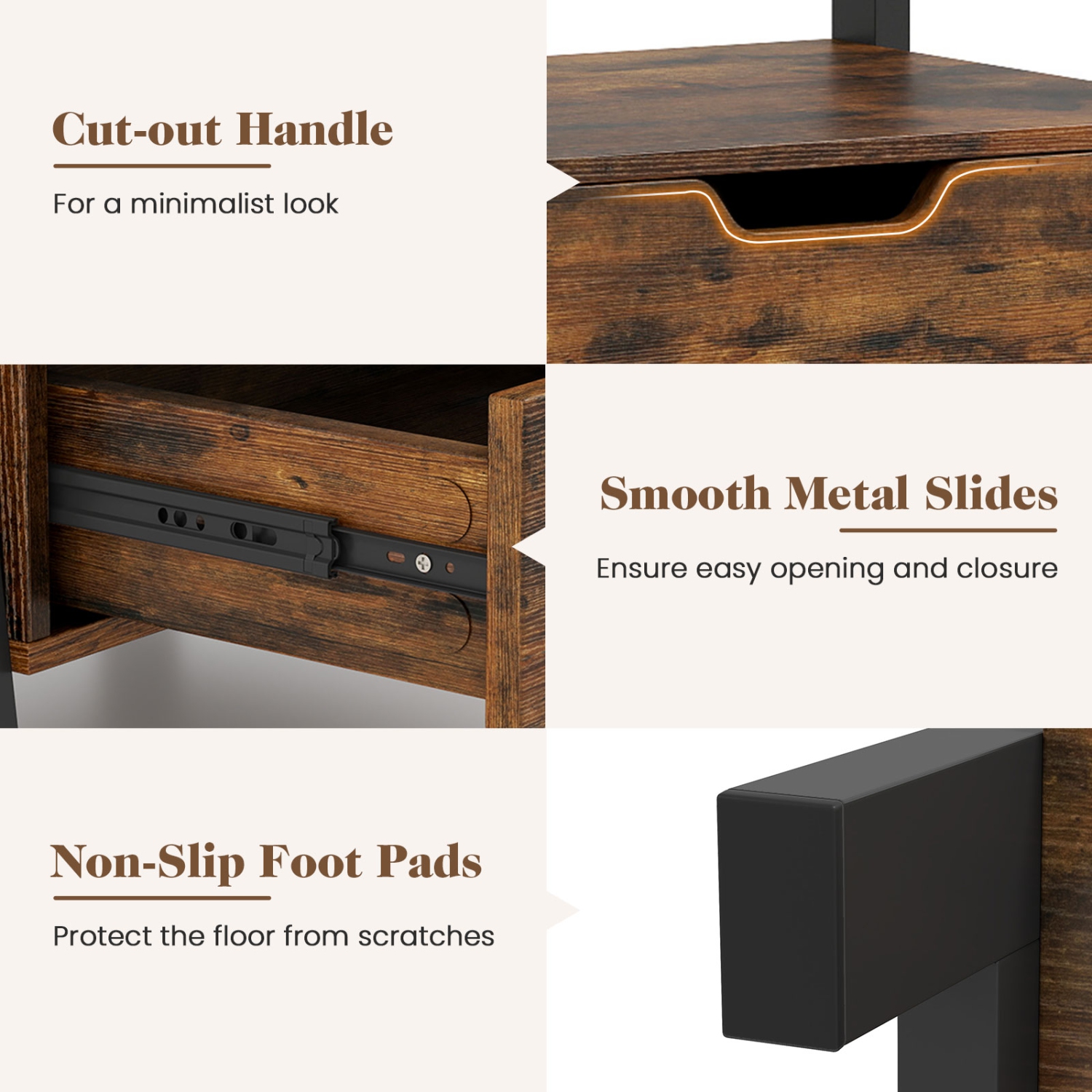 Gymax 4-tier Bookshelf w/ 2 Storage Drawers Sturdy Metal Frame Anti-toppling Devices