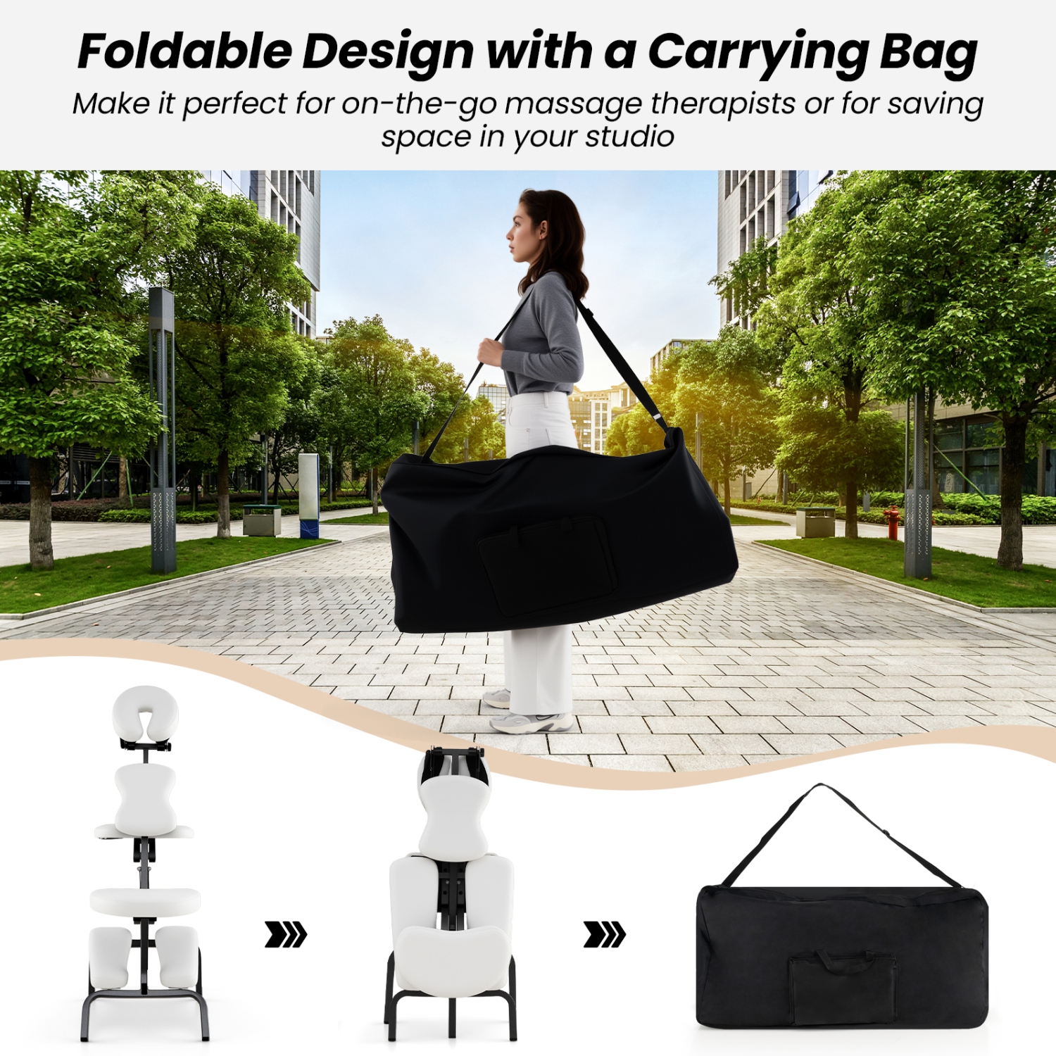 Gymax Portable PU Leather Pad Travel Massage Tattoo Spa Chair w/ Carrying Bag New