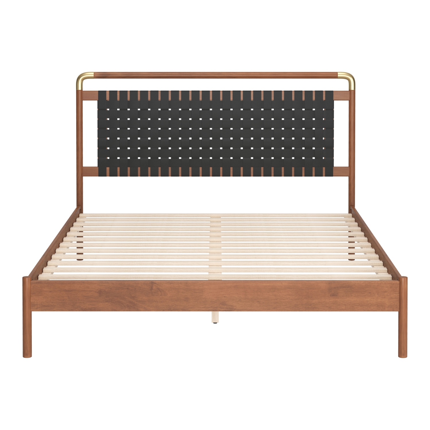 Grand lit Netz noir et noyer