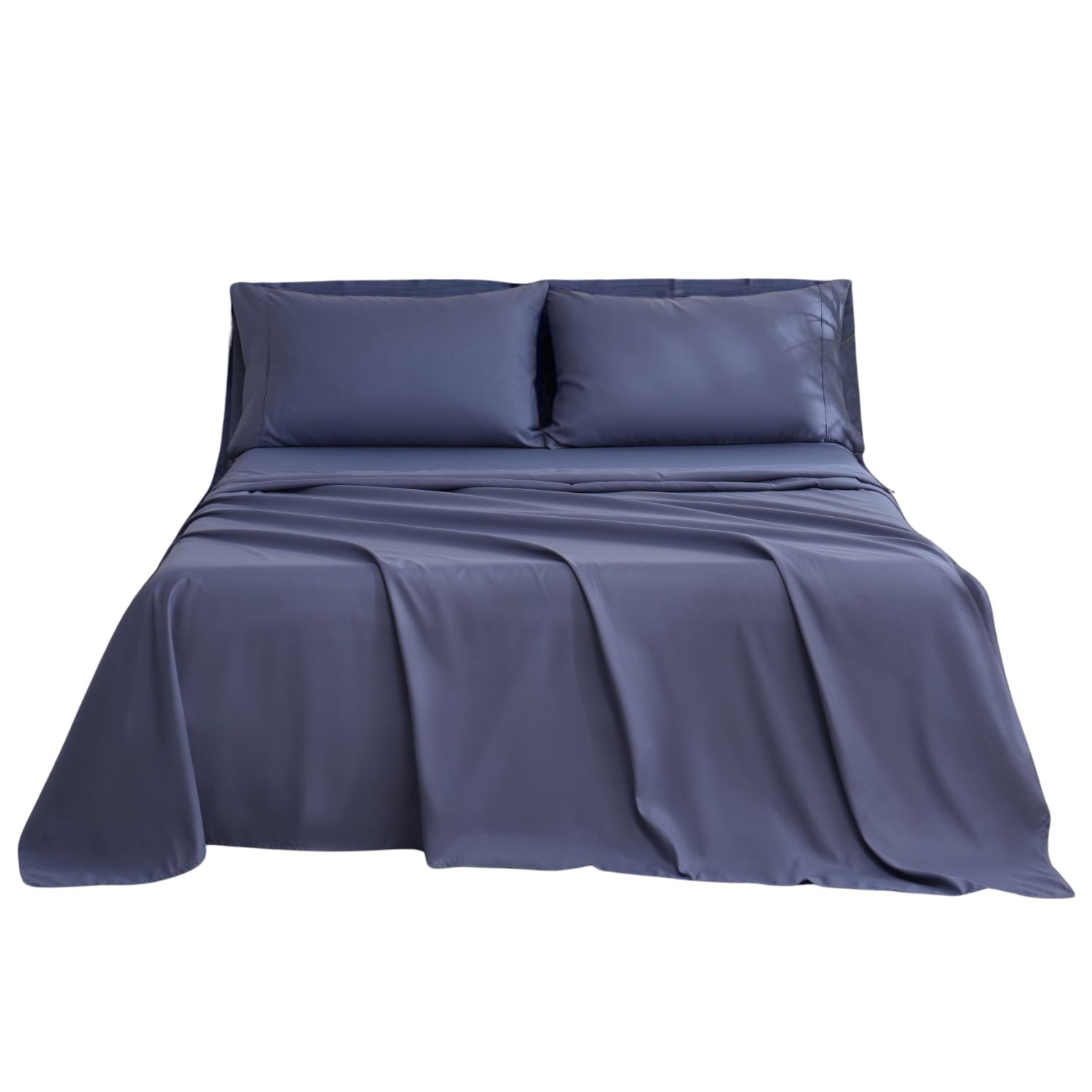 Ensemble de draps océan fin pour lit simple, contexture de 300 fils, douce, respirante et écologique Bleu