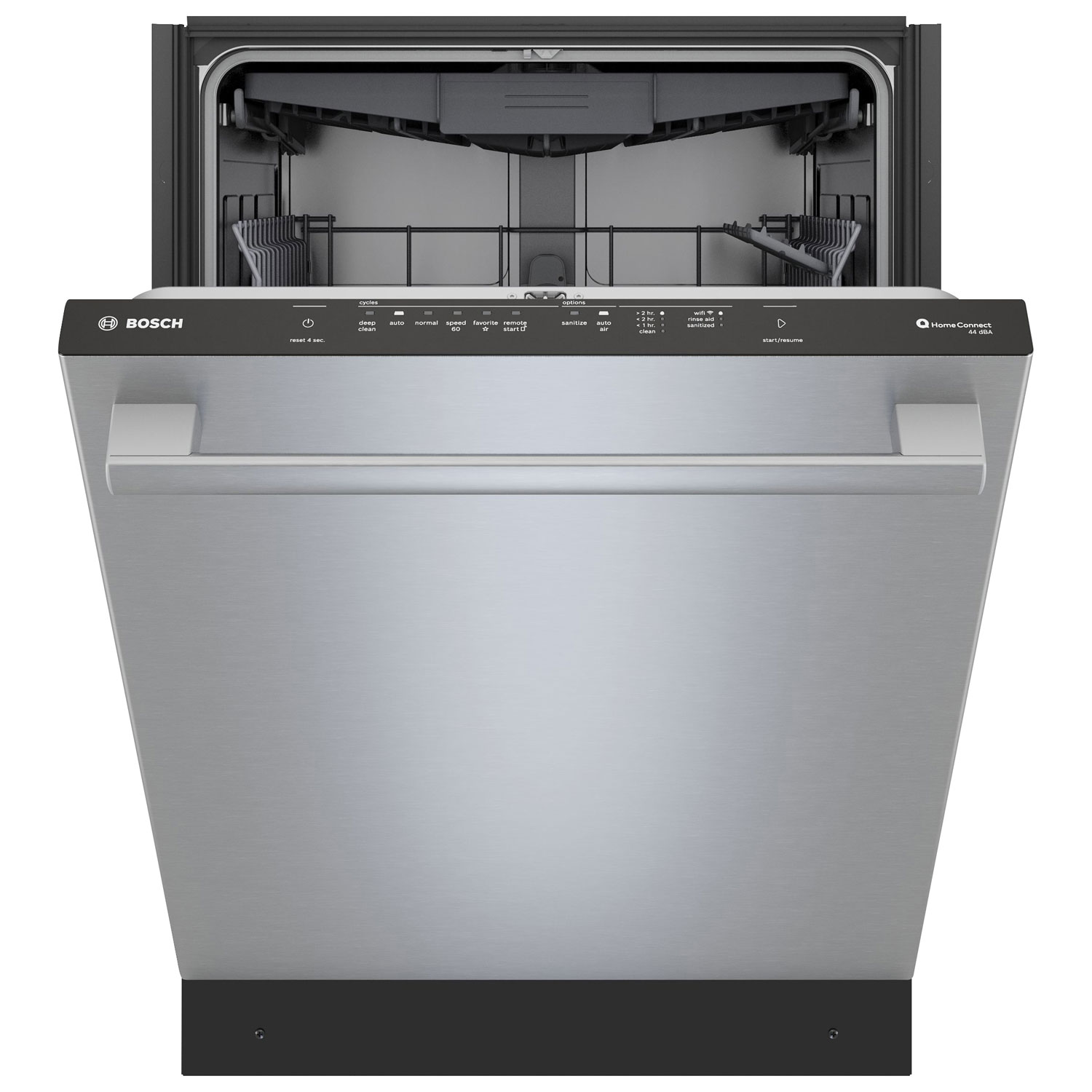 Lave-vaisselle encastrable 24 po 44 dB avec cuve en acier inoxydable et troisième panier série 500 de Bosch - Inox