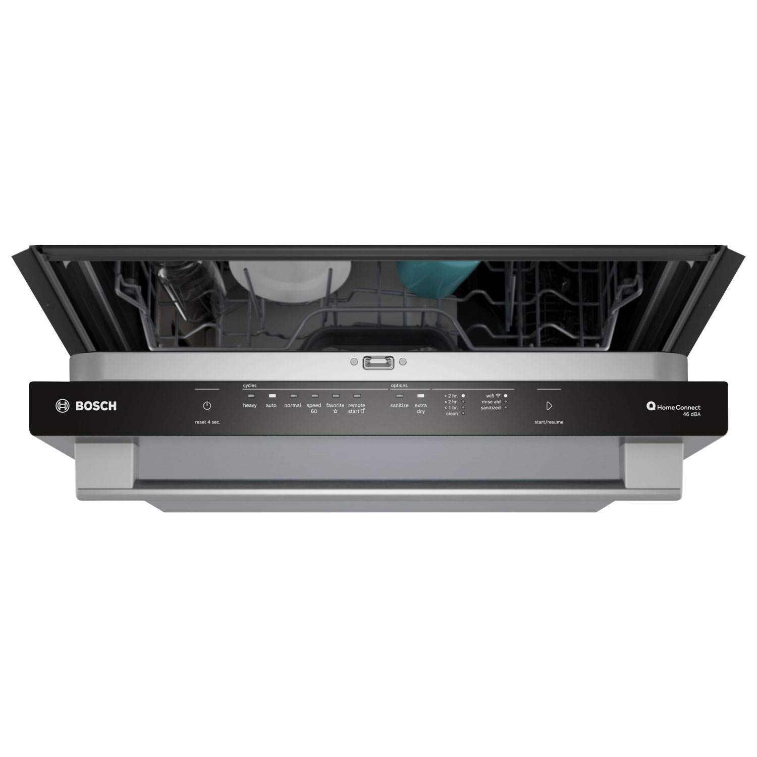 Lave-vaisselle encastrable 24 po 46 dB avec cuve en acier inoxydable et troisième panier série 300 de Bosch - Inox