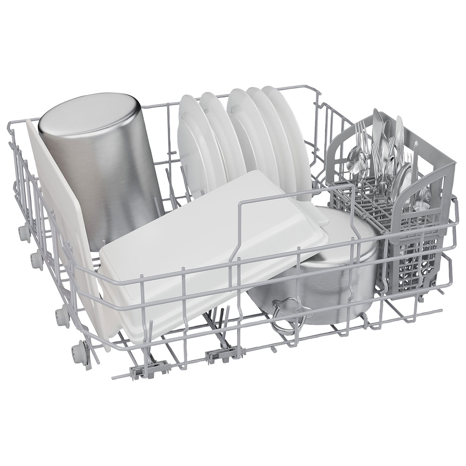 Lave-vaisselle encastrable 24 po 46 dB avec cuve en acier inoxydable et troisième panier série 300 de Bosch - Inox