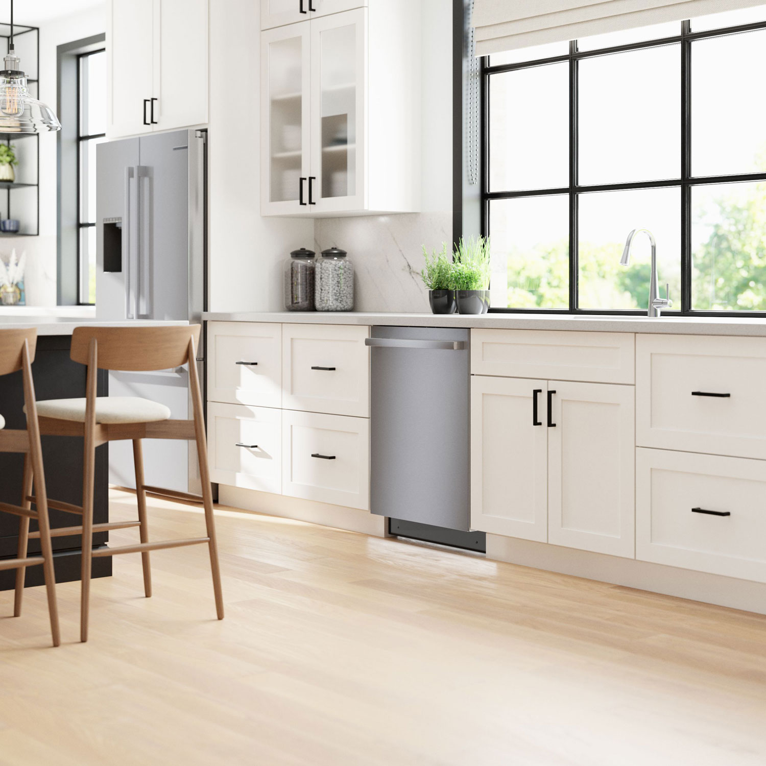 Lave-vaisselle encastrable 24 po 46 dB avec cuve en acier inoxydable et troisième panier série 300 de Bosch - Inox