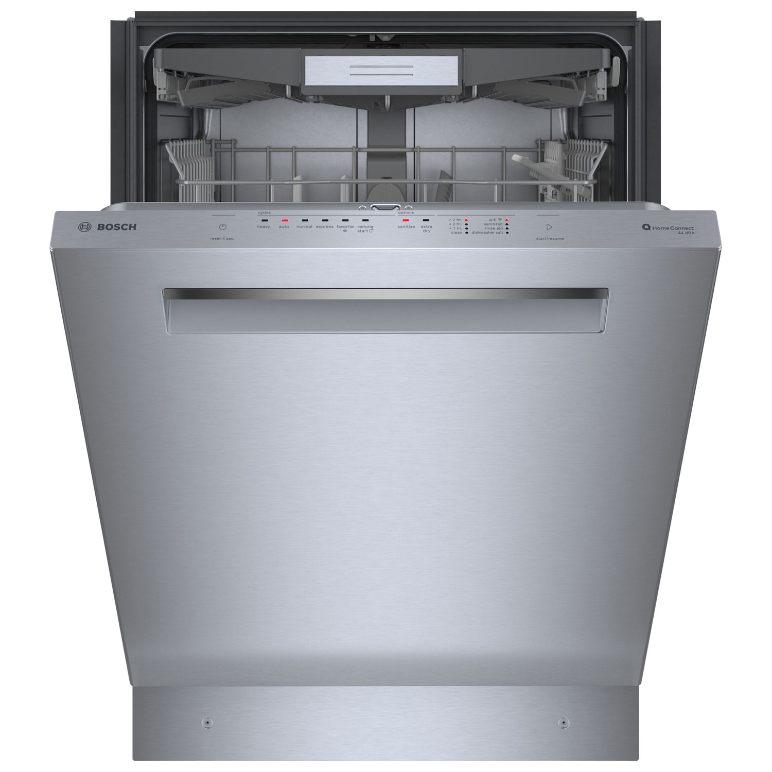 Lave-vaisselle encastrable 24 po 44 dB avec cuve en acier inoxydable et troisième panier série 500 de Bosch - Inox