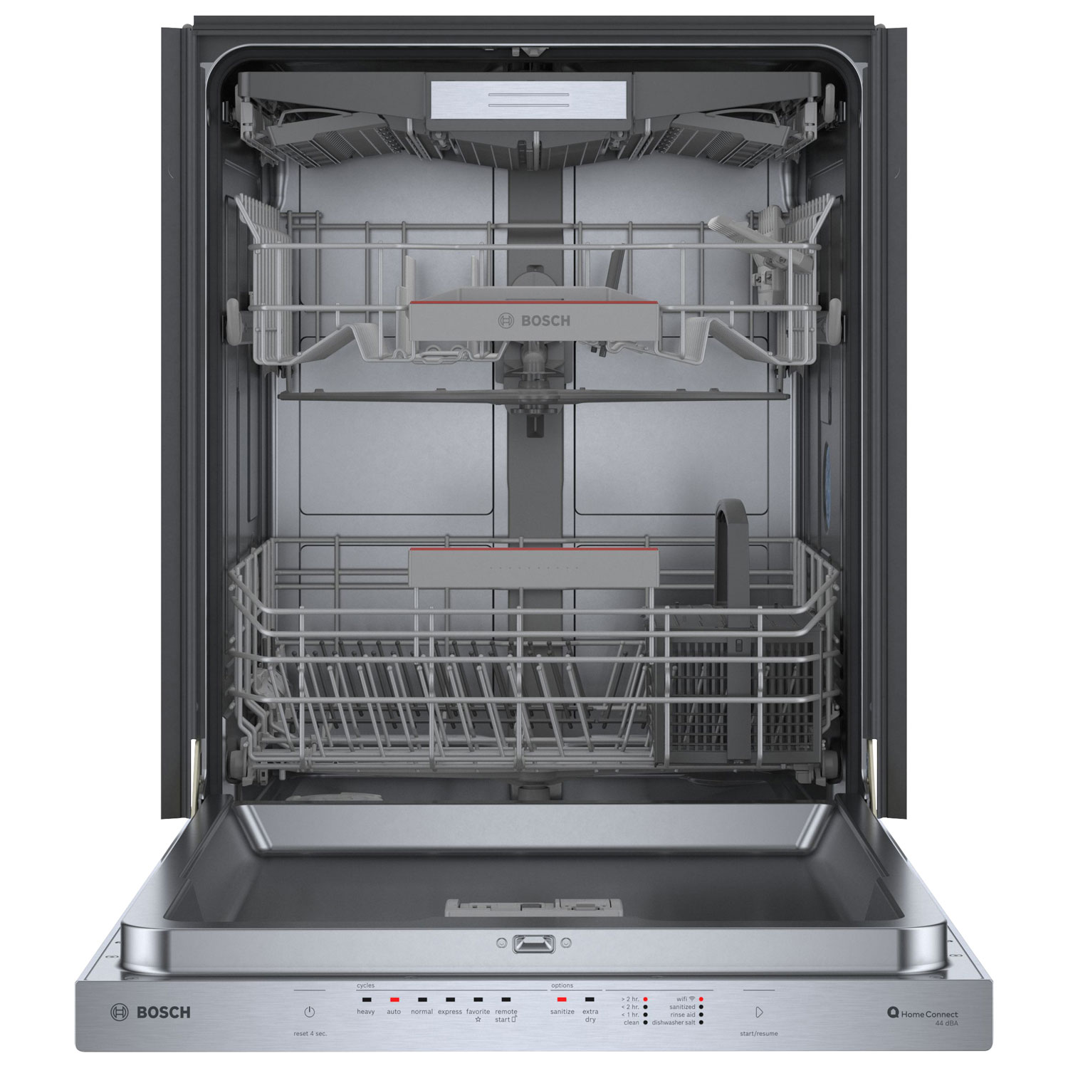 Lave-vaisselle encastrable 24 po 44 dB avec cuve en acier inoxydable et troisième panier série 500 de Bosch - Inox