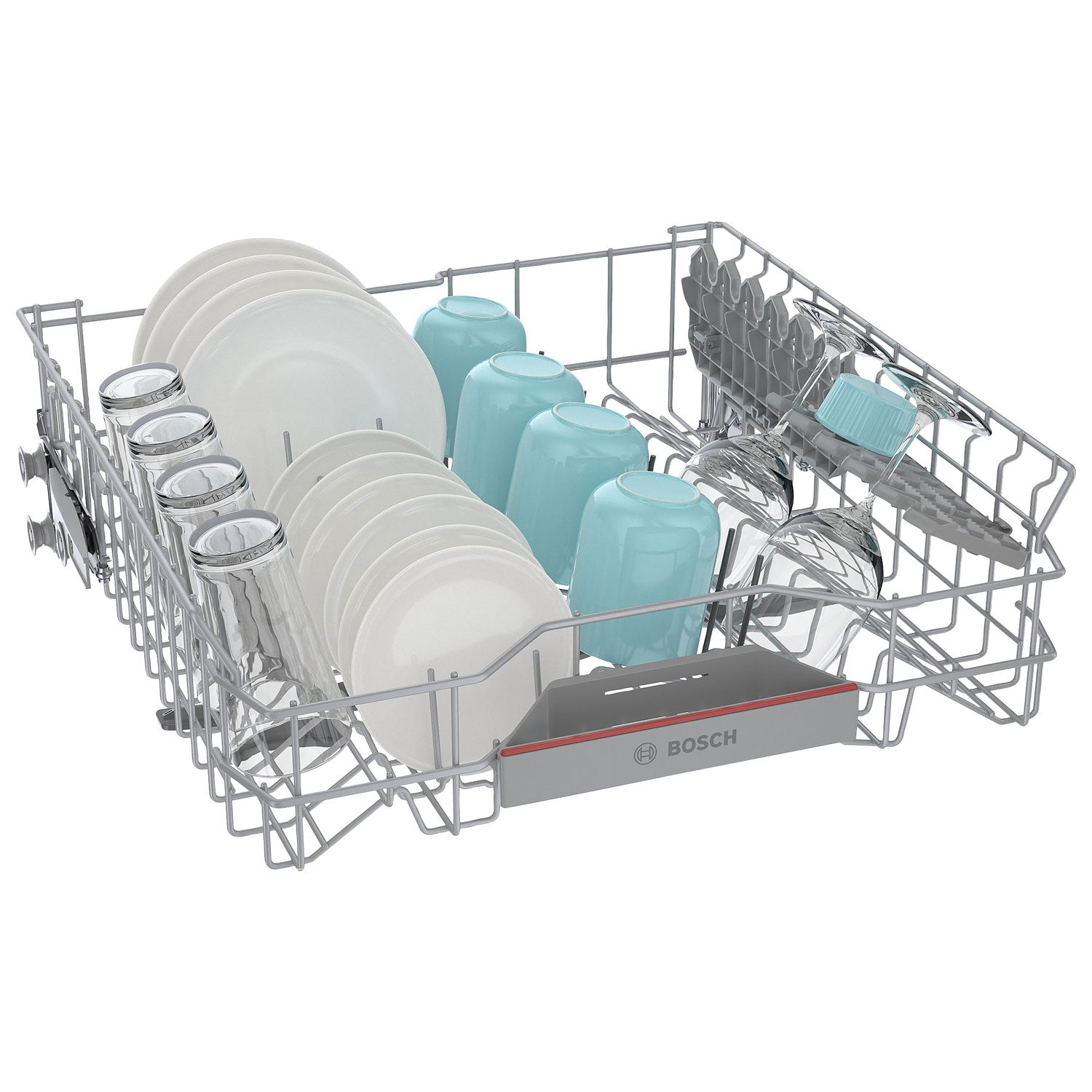 Lave-vaisselle encastrable 24 po 44 dB avec cuve en acier inoxydable et troisième panier série 500 de Bosch - Inox