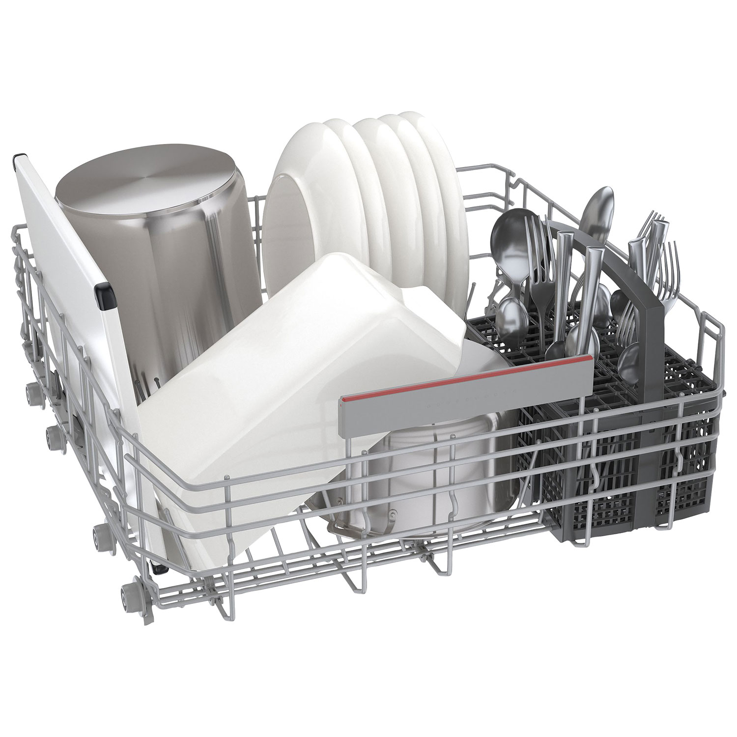 Lave-vaisselle encastrable 24 po 44 dB avec cuve en acier inoxydable et troisième panier série 500 de Bosch - Inox