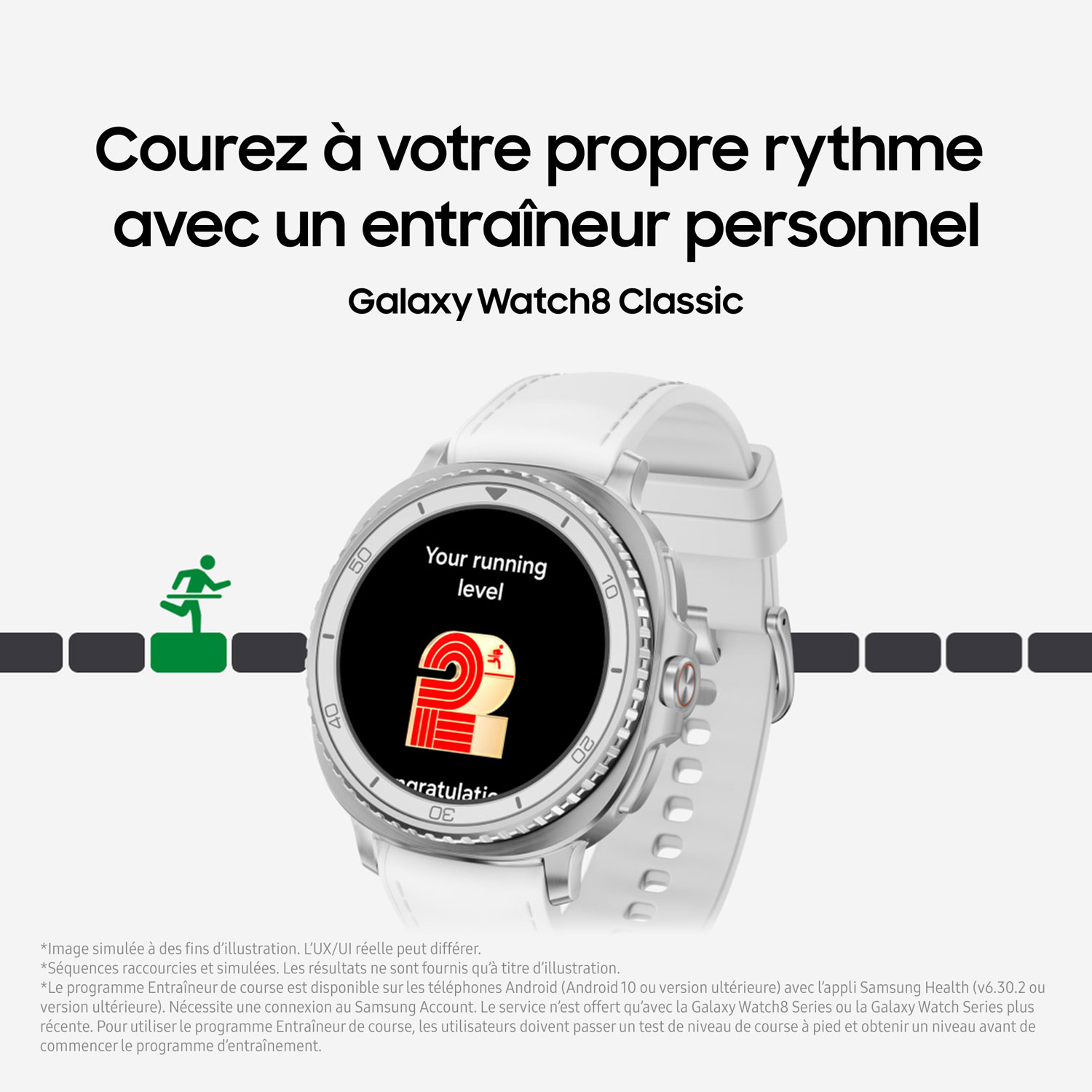 Montre intelligente Bluetooth de 46 mm Galaxy Watch8 Classic de Samsung - Blanc