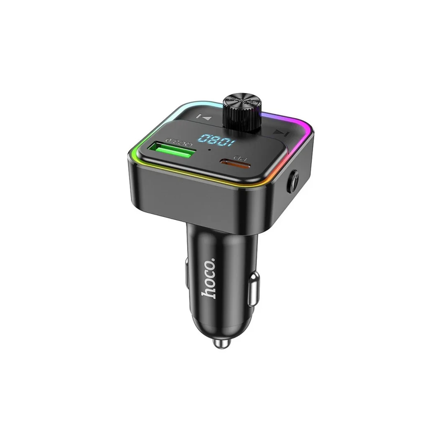 30&nbsp;W PD USB-C et 18&nbsp;W QC3.0 USB-A Adaptateur chargeur pour l'auto à chargement rapide Émetteur de musique FM Bluetooth