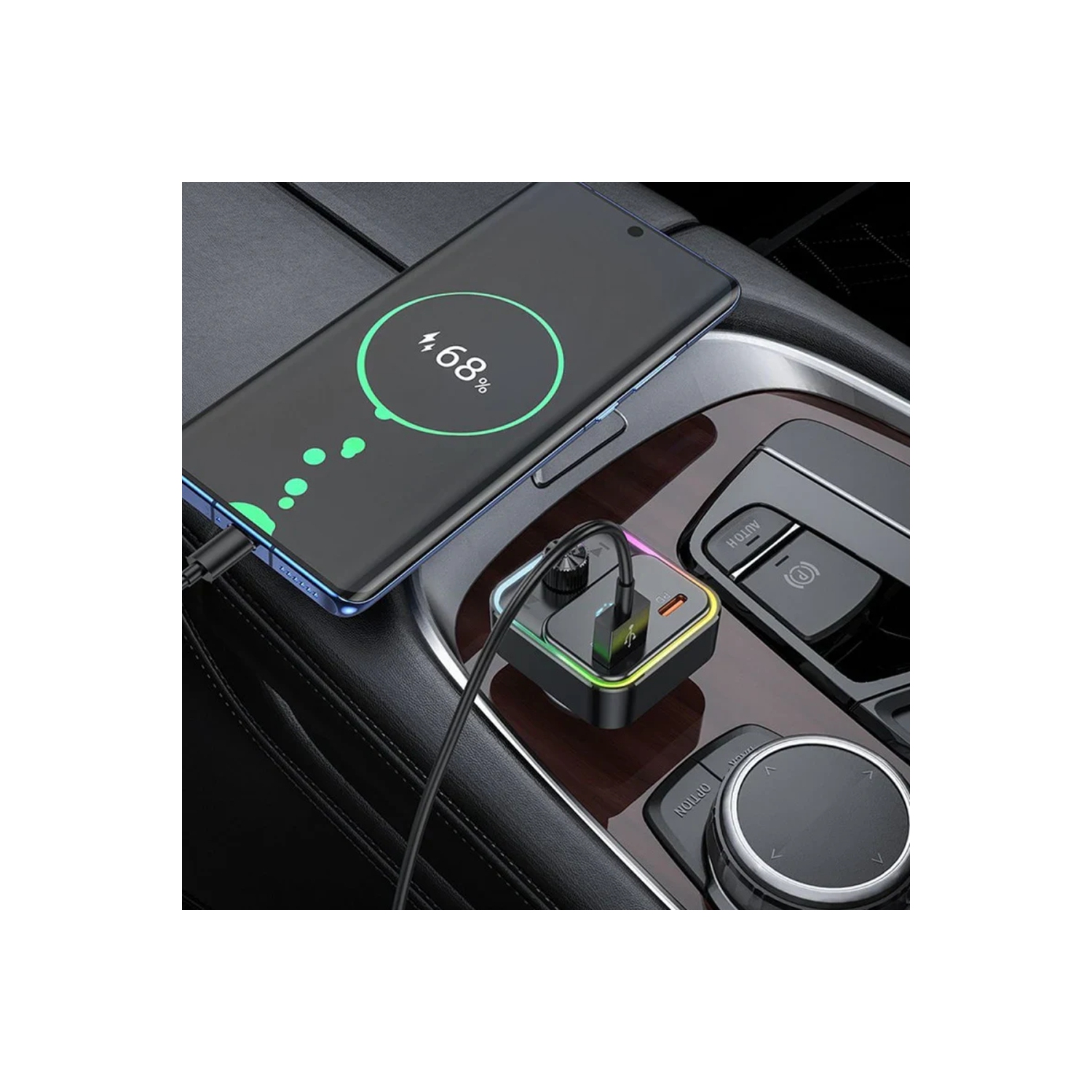 30 W PD USB-C et 18 W QC3.0 USB-A Adaptateur chargeur pour l'auto à chargement rapide Émetteur de musique FM Bluetooth