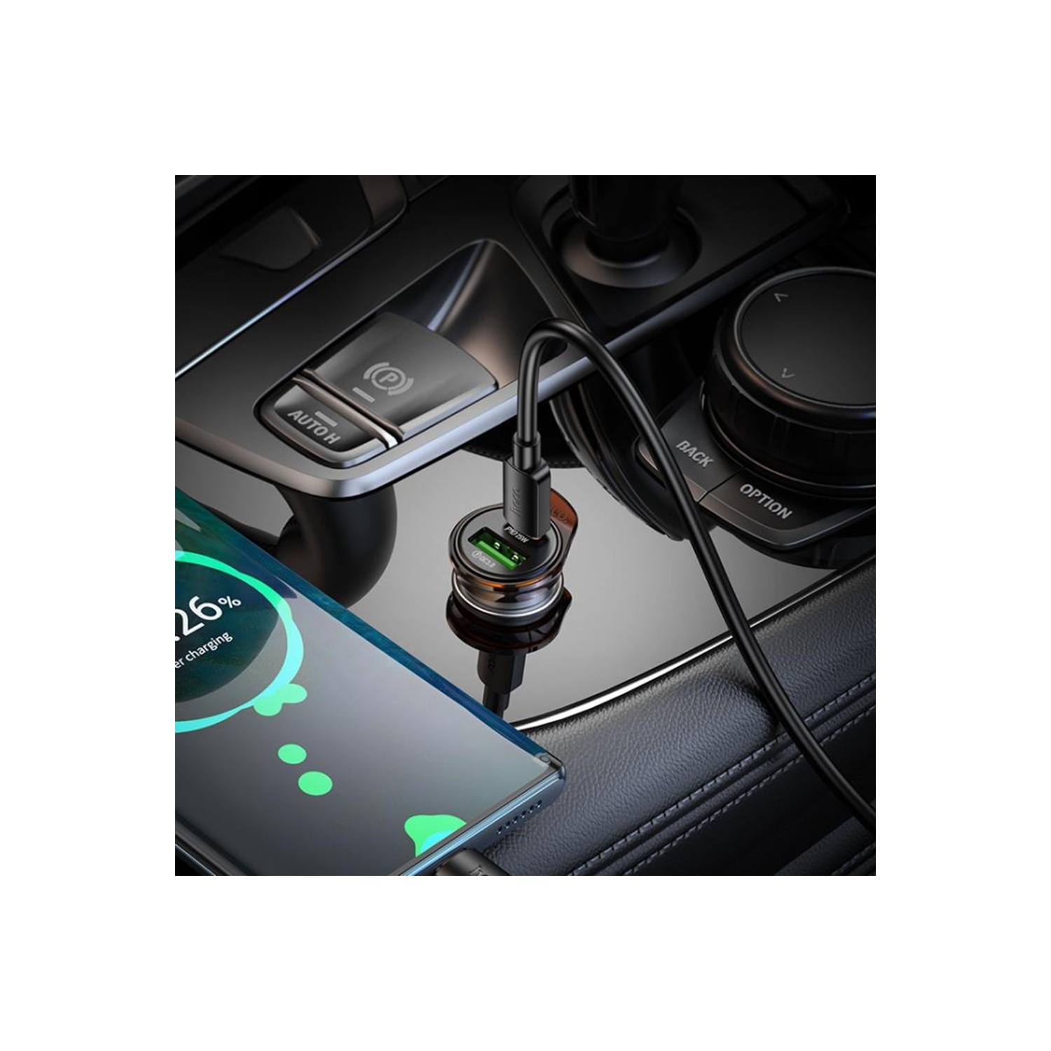 Adaptateur de chargeur pour l'auto rapide à deux ports PD USB-C & 18&nbsp;W QC3.0 d'25&nbsp;W avec câble USB-C