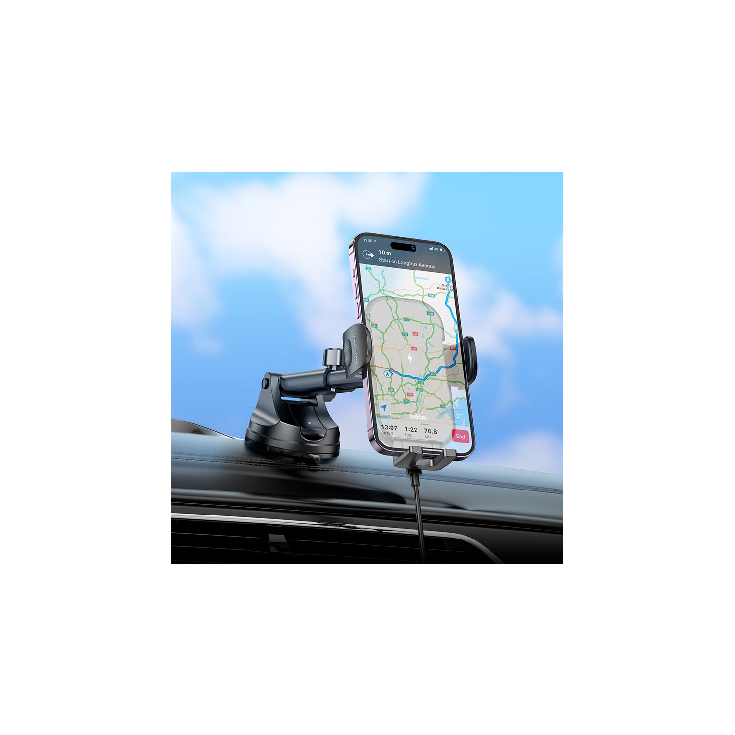 Chargeur sans fil magnétique MagSafe à chargement rapide de 15 W; Support de tableau de bord à bras long; Support de téléphone cellulaire pour