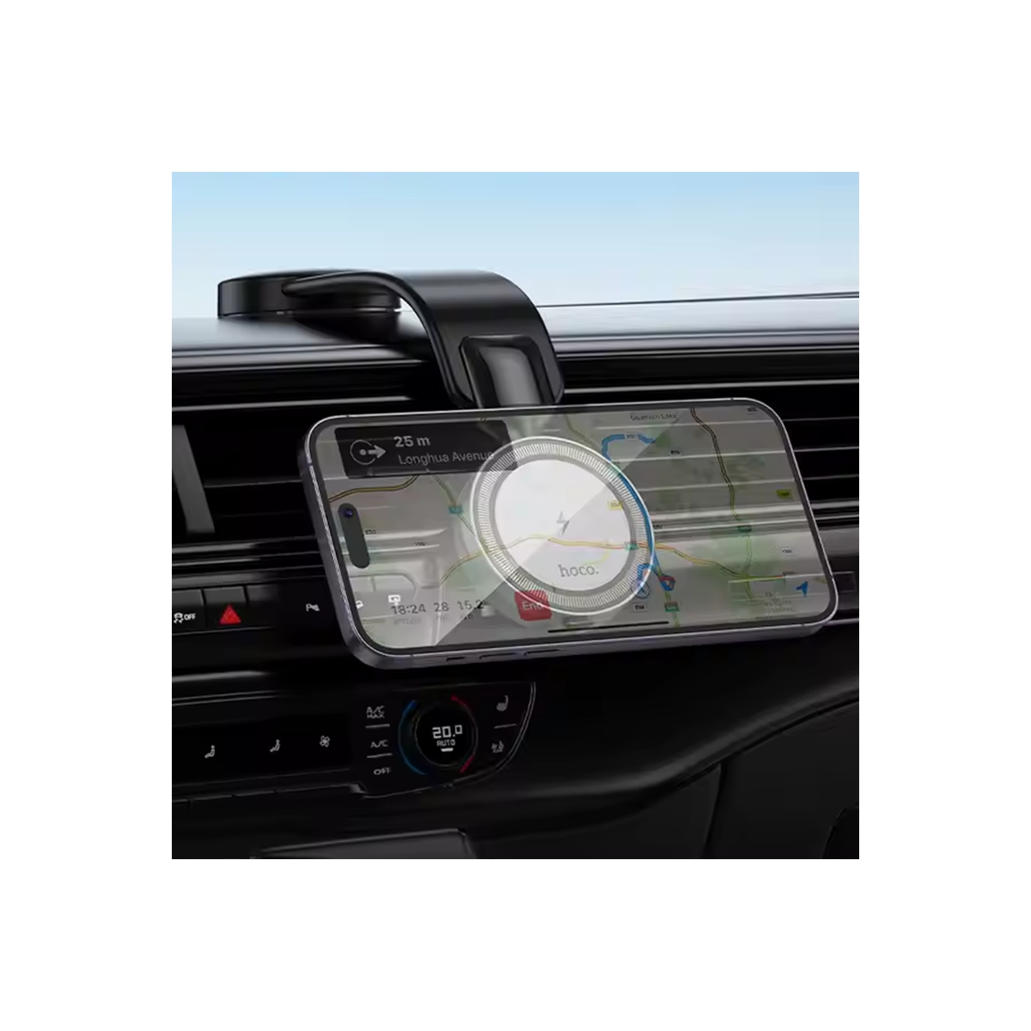 Chargeur sans fil magnétique MagSafe à chargement rapide de 15 W Support de tableau de bord Support de téléphone cellulaire pour l'auto