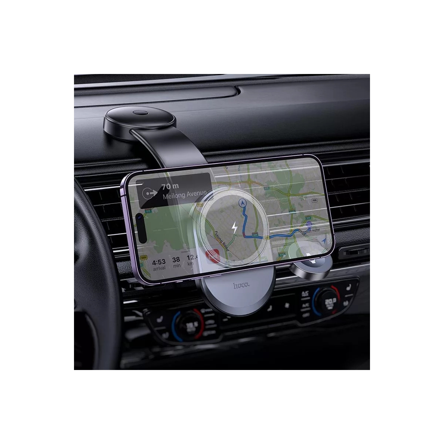 Chargeur sans fil magnétique 2-en-1 15 W Chargeur rapide sans fil Support de tableau de bord Support de téléphone cellulaire d'auto pour iPhone